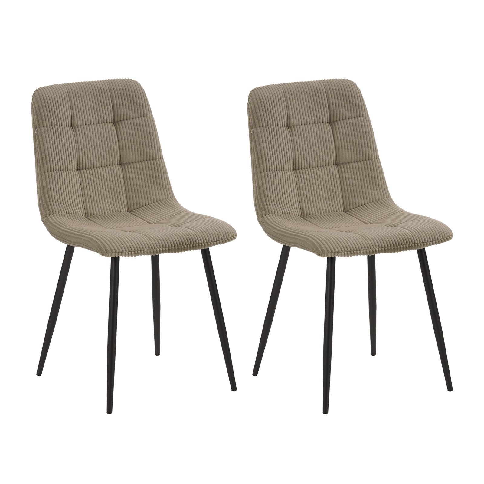 HTI-Living Esszimmerstuhl Esszimmerstuhl Mesa Cordstoff Beige (Set, 2 St), Polsterstuhl mit schwarzen Metallbeinen
