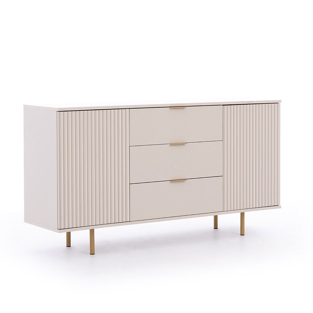 Lomadox Sideboard NADOR-132, 150cm breit, Kaschmir, goldfarbene Metallgriff günstig online kaufen