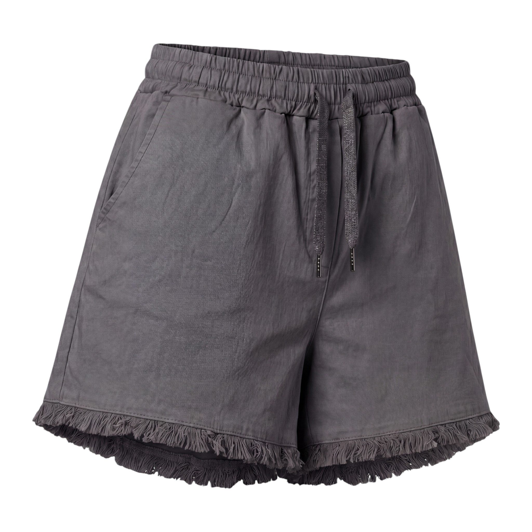 OriginalYou Chinoshorts Sommer Shorts Damen Strand Bermuda Kurze Stretch Hose Stretchgewebe in modernem Knitterlook, elastischer Bund mit Kordelzug