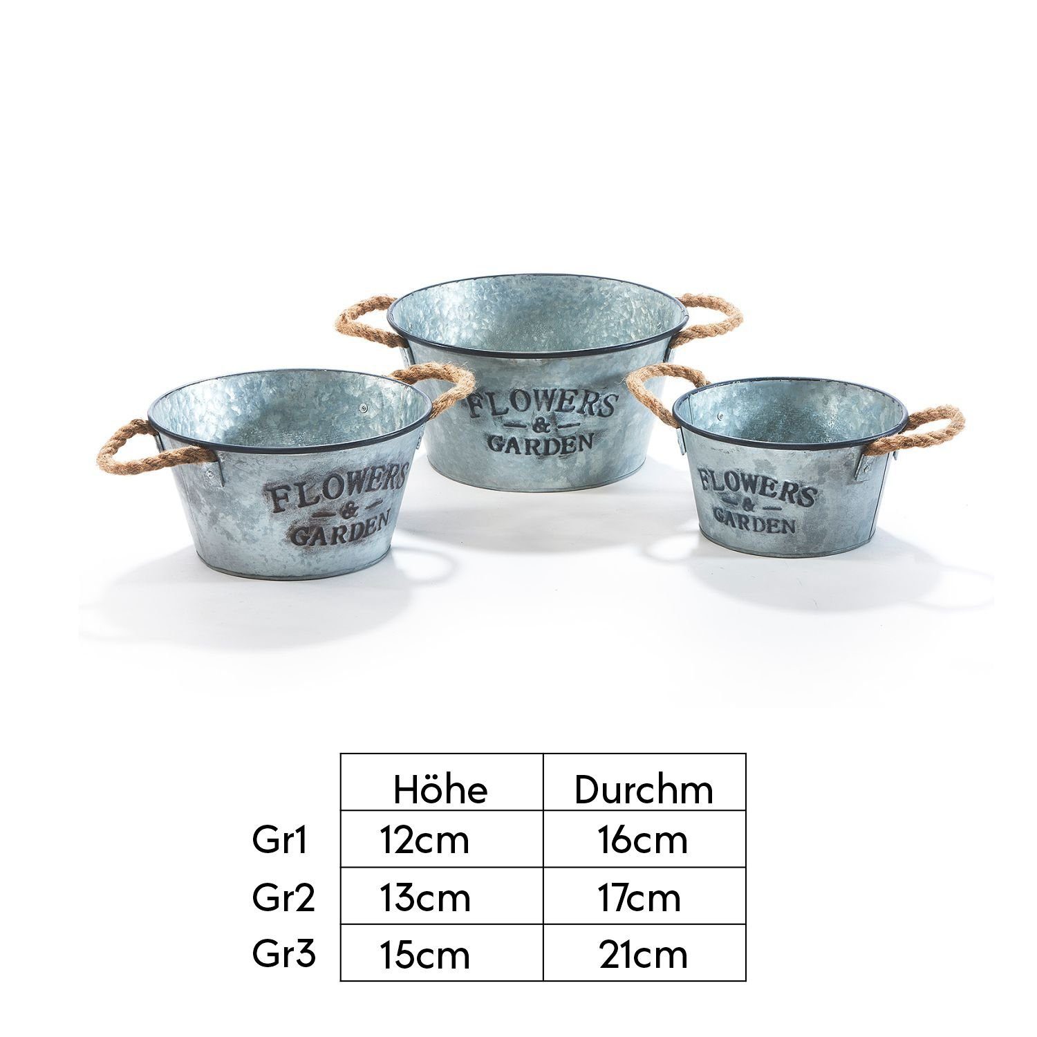 Kobolo Blumentopf Pflanzgefäß rund aus Metall günstig online kaufen