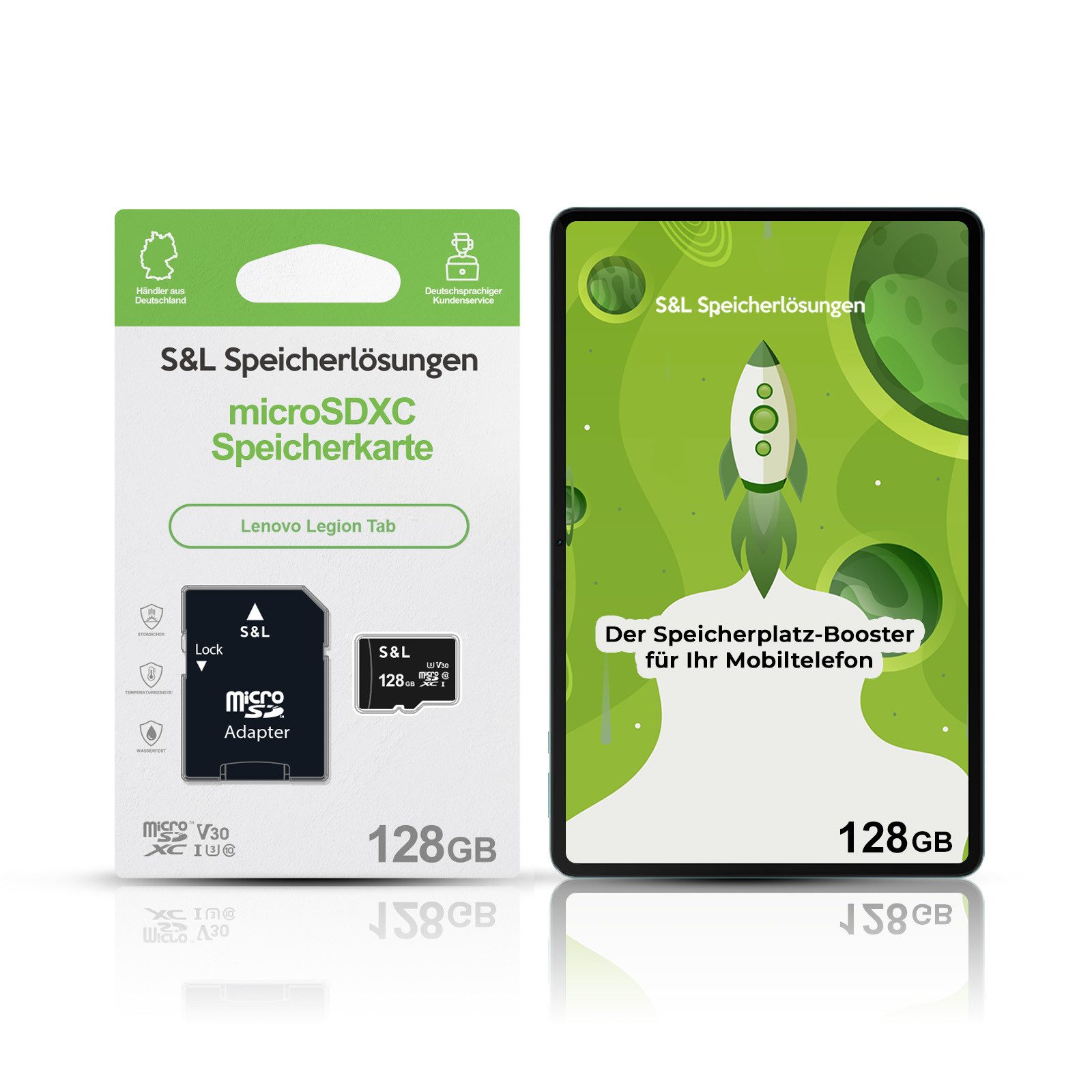 Tec-Expert microSD Karte S&L für Lenovo Legion Tab Speicherkarte (128 GB, Class 10, microSDXC)