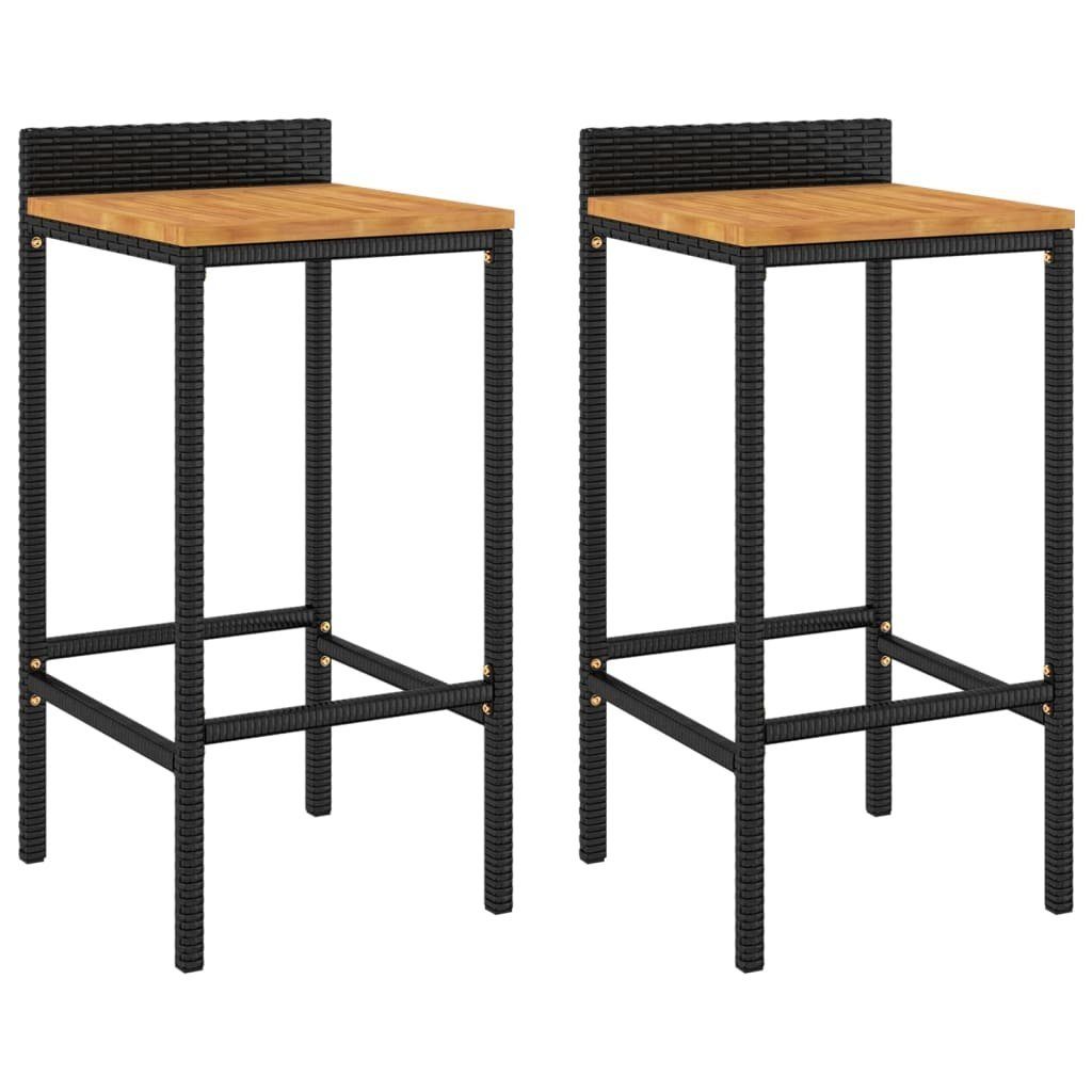 Barhocker Barhocker 2 Stk. Schwarz Poly Rattan und Massivholz