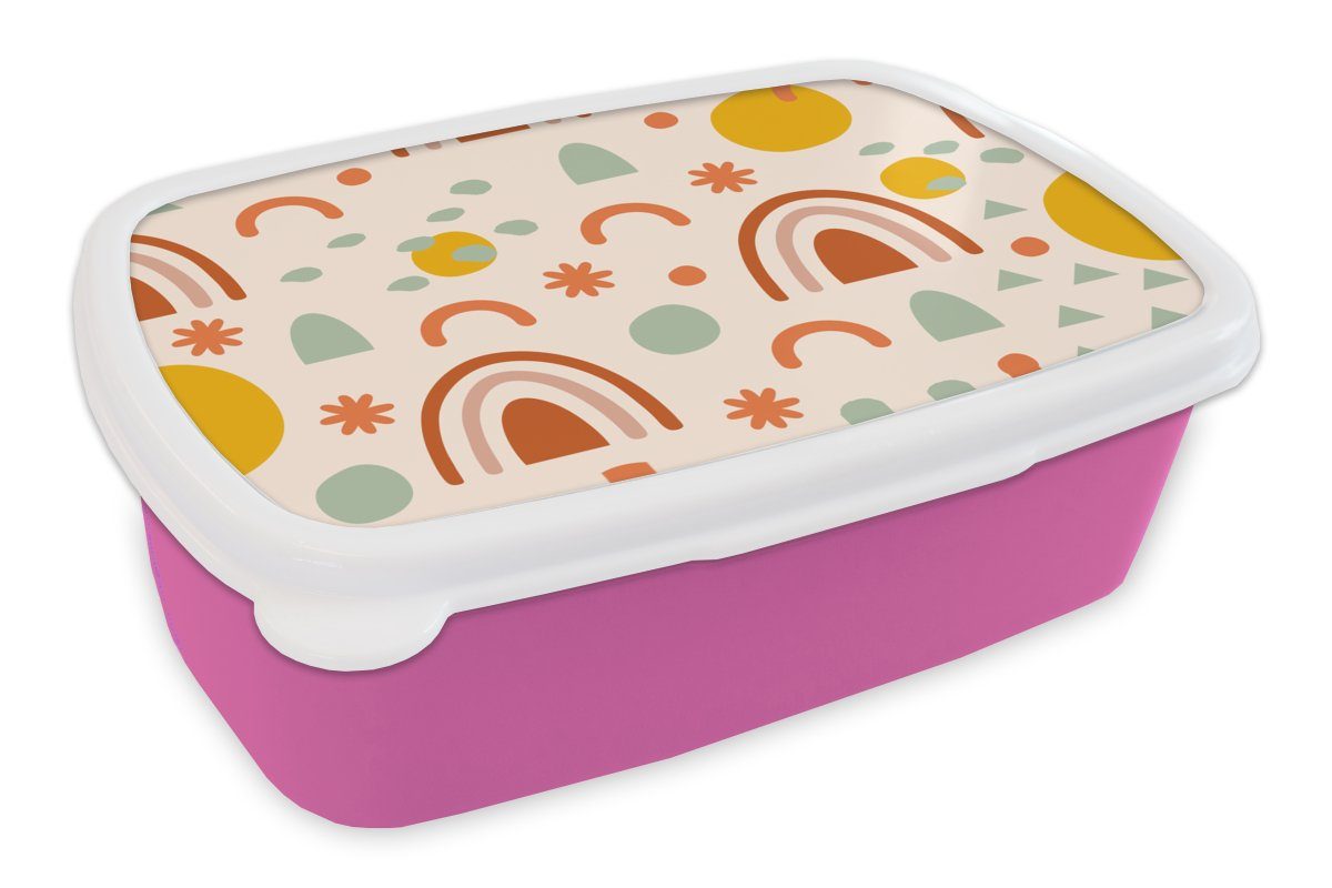 MuchoWow Lunchbox Wetter - Muster - Pastell, Kunststoff, (2-tlg), Brotbox für Erwachsene, Brotdose Kinder, Snackbox, Mädchen, Kunststoff rosa