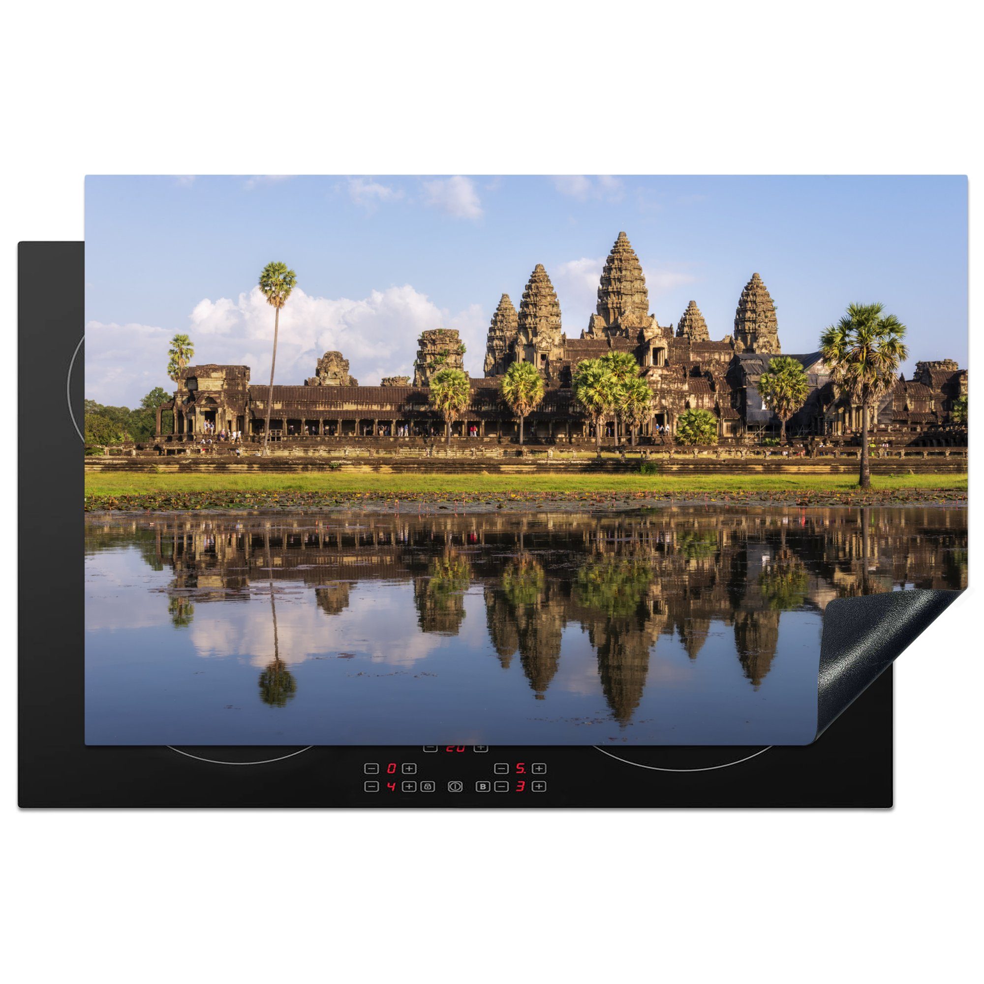 MuchoWow Herdblende-/Abdeckplatte Antiker Tempel in Kambodscha, Vinyl, (1 tlg), 81x52 cm, Induktionskochfeld Schutz für die küche, Ceranfeldabdeckung