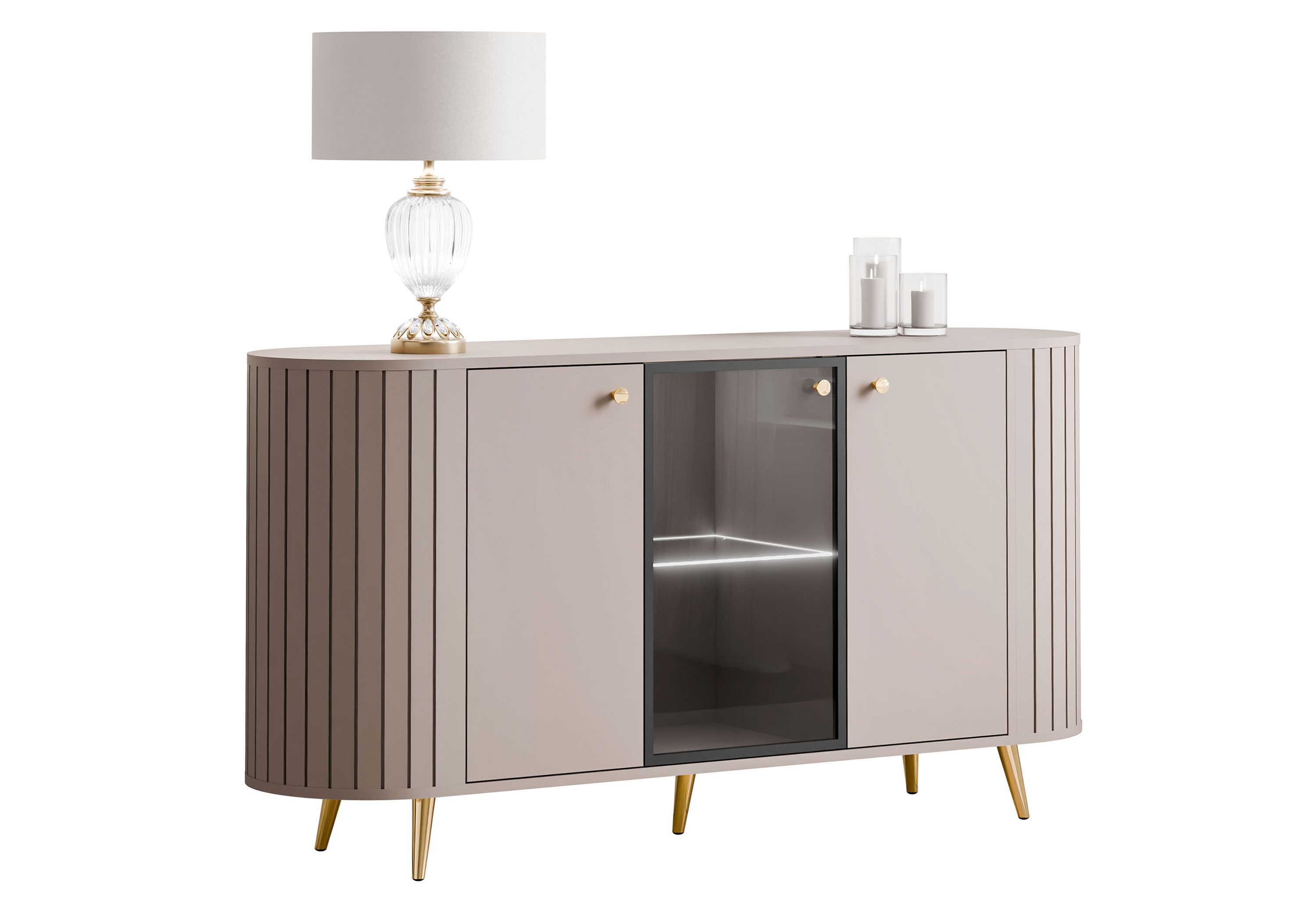 Lookway Kommode ELODIE 3D mit LED-Beleuchtung und gefrästen Fronten, 150x79x40 cm