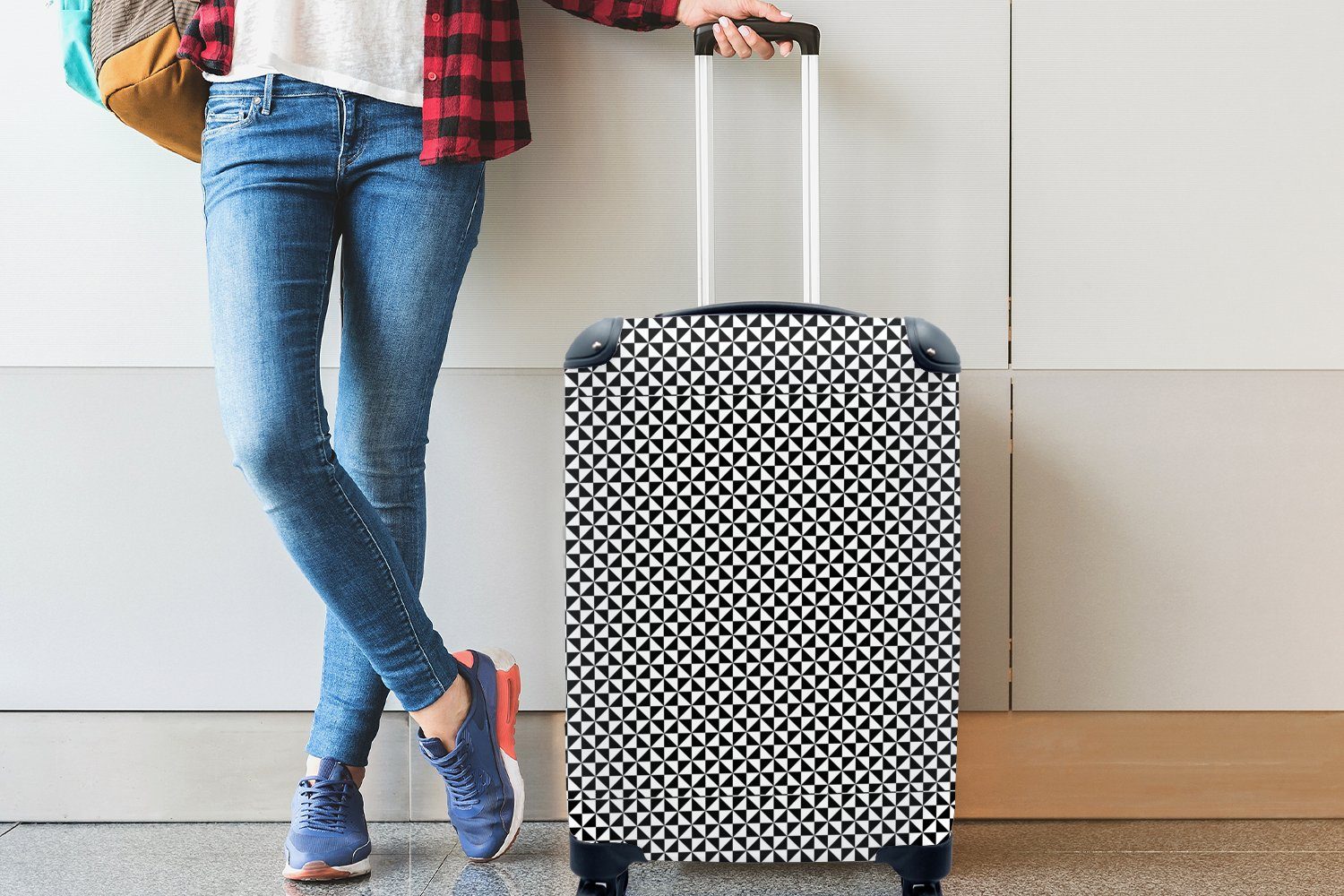 MuchoWow Gestaltung Reisekoffer - - Handgepäck für Rollen, Geometrie Trolley, Ferien, mit Muster, 4 Reisetasche rollen, Handgepäckkoffer