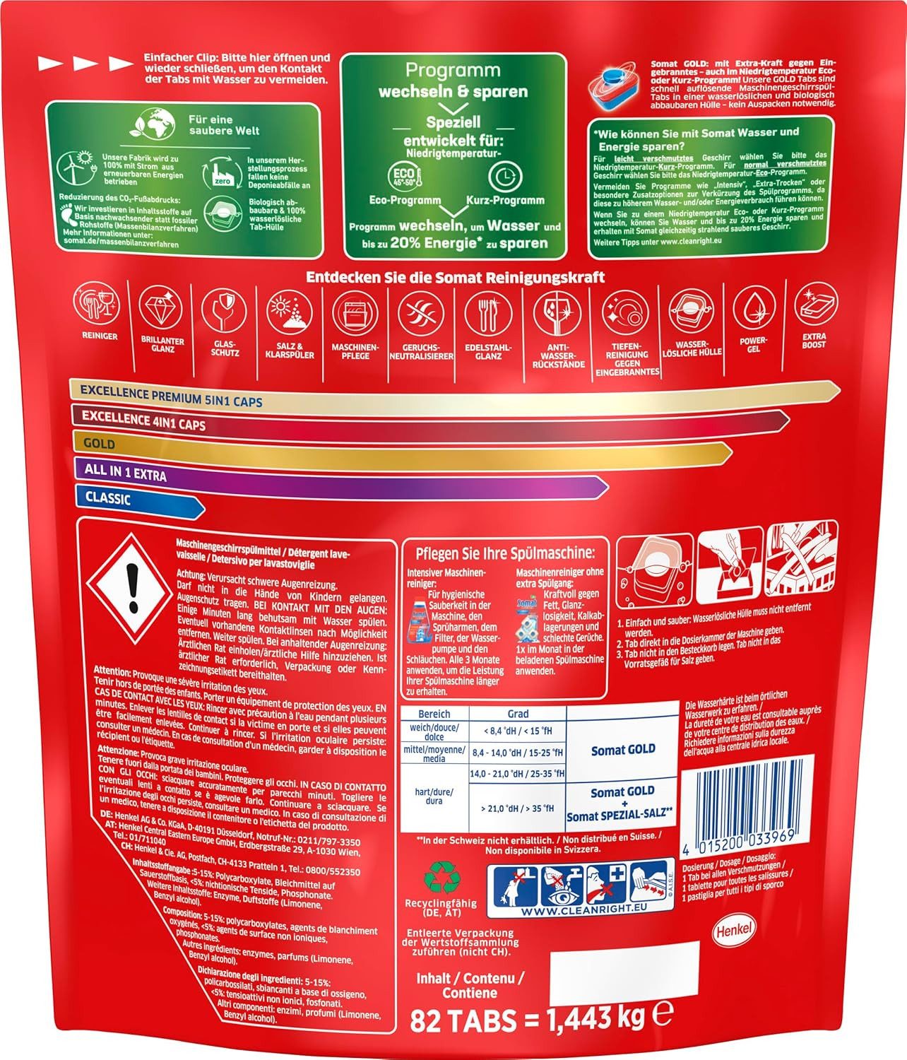 Somat Somat Gold Spülmaschinen Tabs (82 Tabs) Spülmaschinentabs (1-St. Geschirrspül Tabs für strahlend sauberes Geschirr)