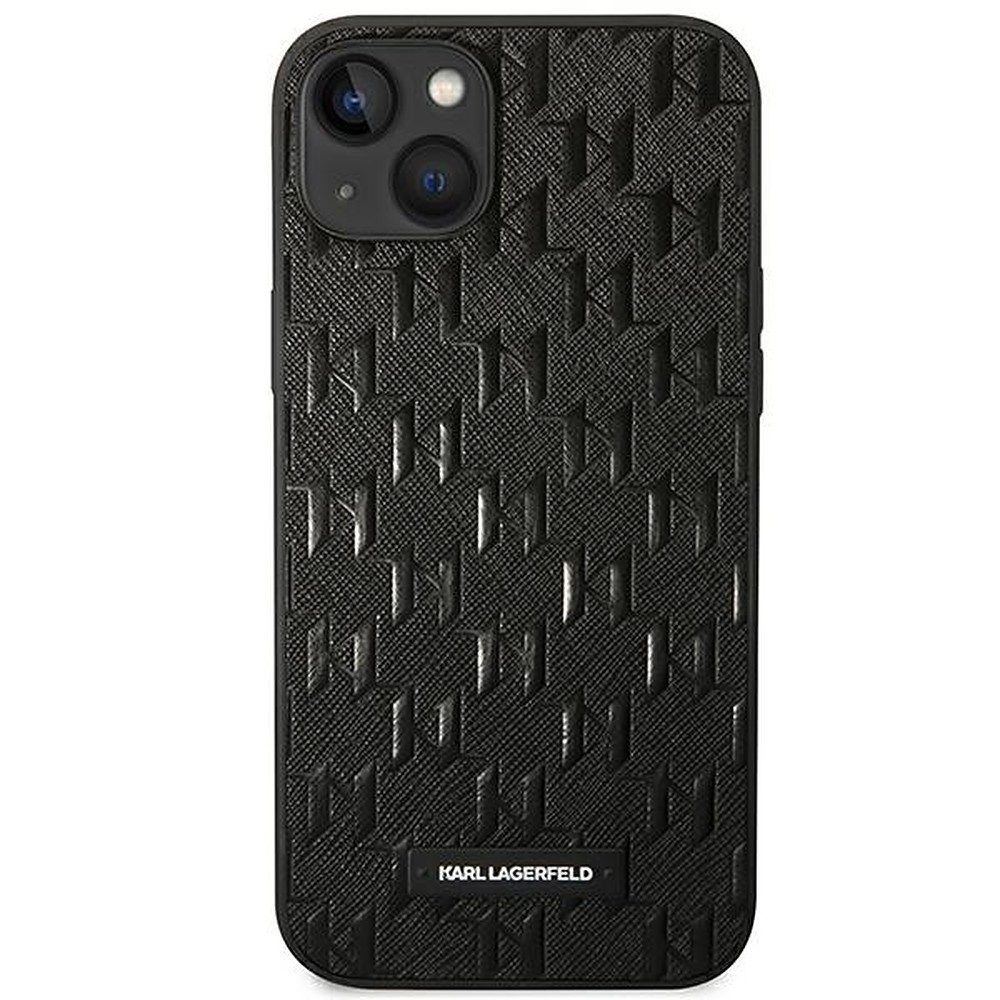 KARL LAGERFELD Handyhülle Schutzhülle Smartphonehülle Monogrammprägung 6,7 Zoll, Saffiano-Optik, Monogramm-Prägung, Metall-Logoplakette