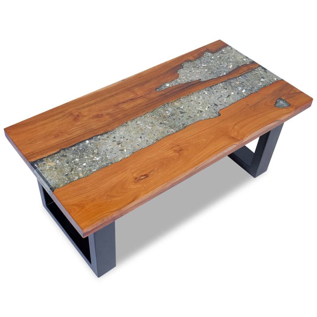 vidaXL Ablagetisch, Couchtisch Teak Harz 100x50 cm