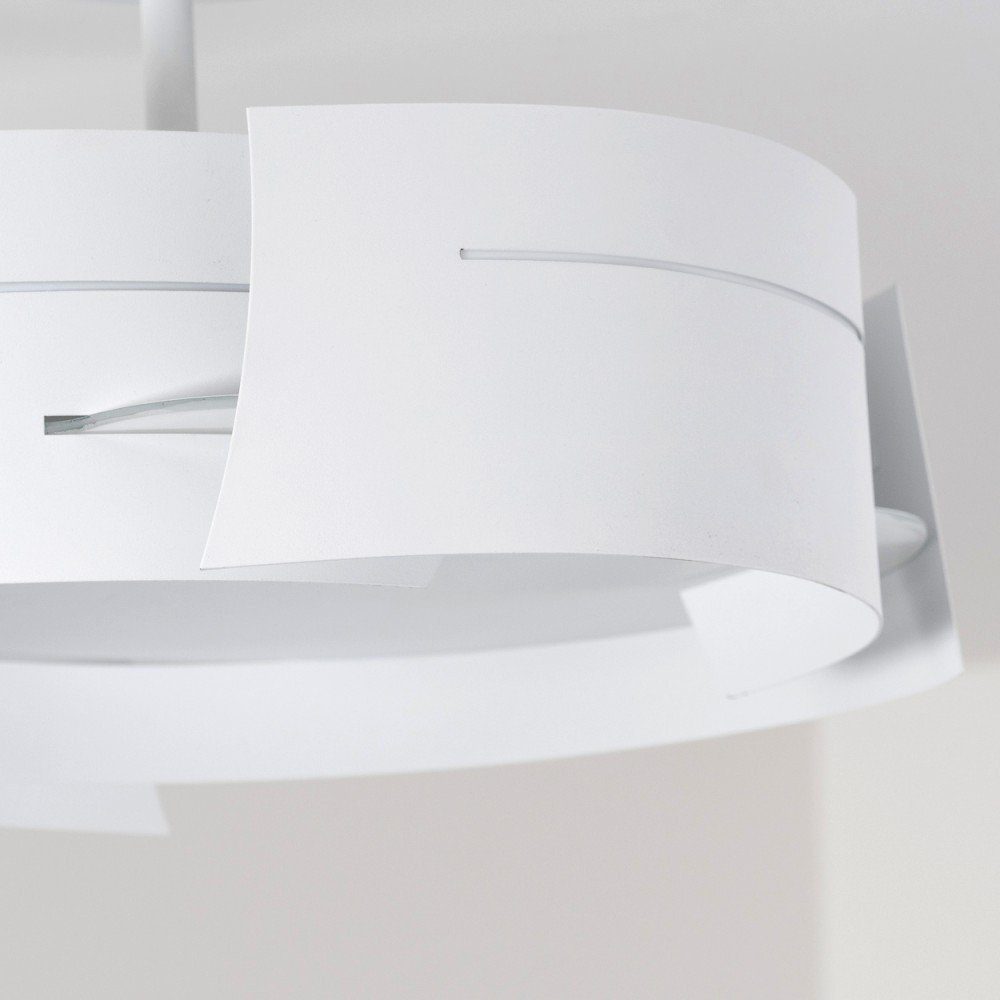 hofstein Deckenleuchte aus Weiß, 3xE27 Leuchtmittel, Metall/Glas Deckenlampe ohne in »Spano« runde