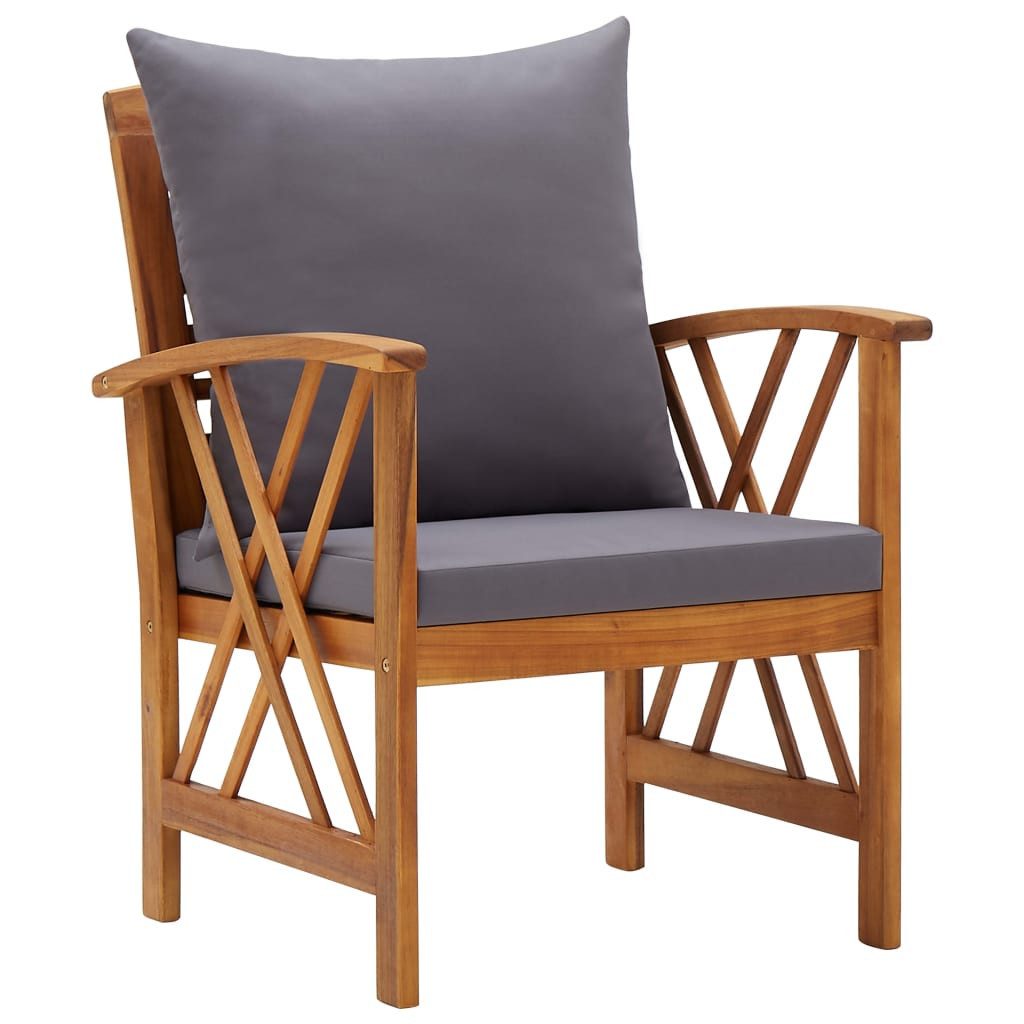 vidaXL Gartenlounge-Set 5-tlg. Garten-Lounge-Set mit Auflagen Massivholz, (1-tlg)