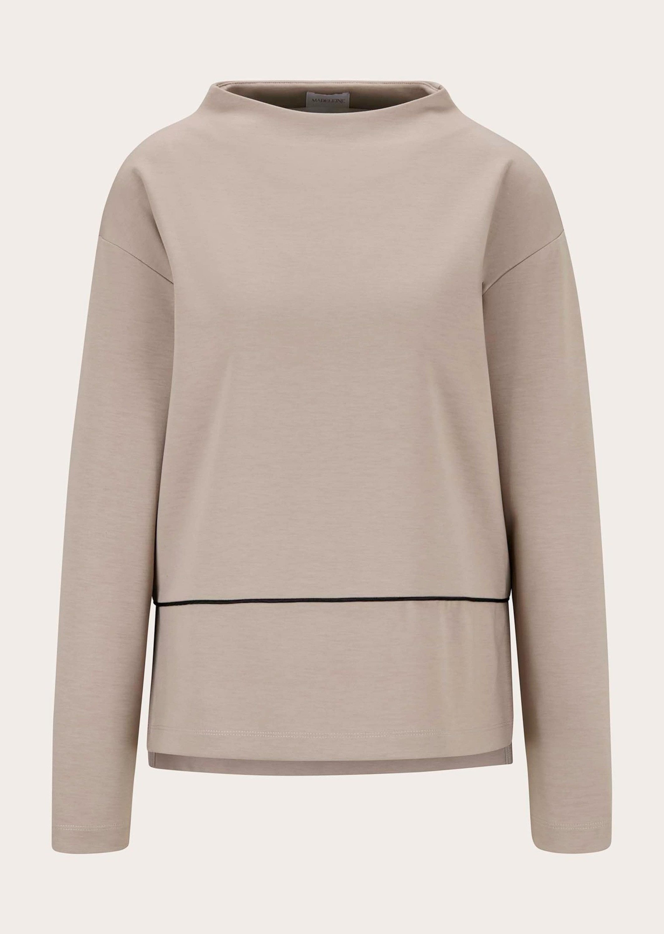 MADELEINE Langarmshirt Sportives Sweatshirt mit Stehkragen Überschnittene Schultern, Kontrastpaspelierung & Seitenschlitze – Bild 5 von 5