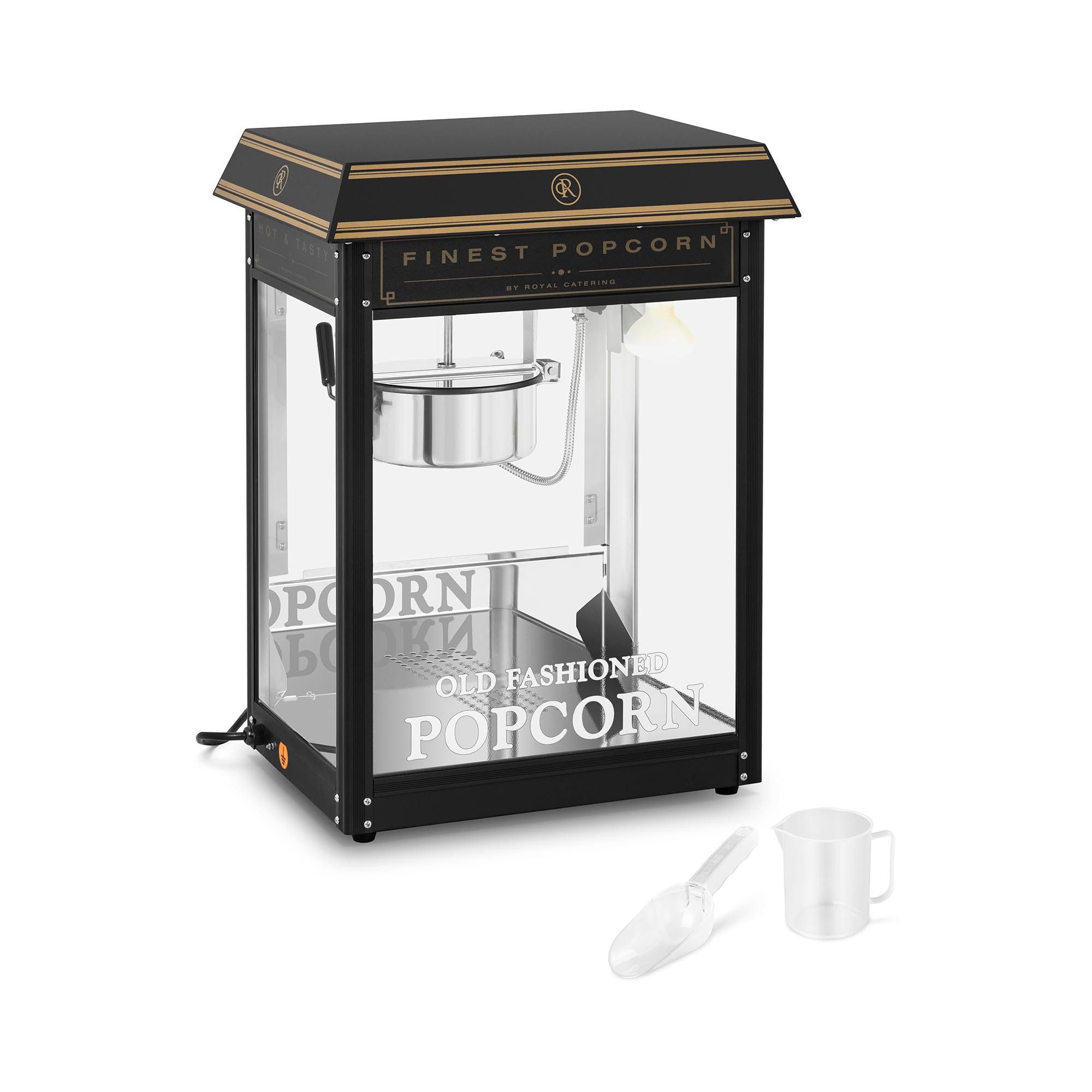 Royal Catering Popcornmaschine Popcornmaker 1500 W 5 kg/h schwarz Popcornautomat Teflon Beleuchtung