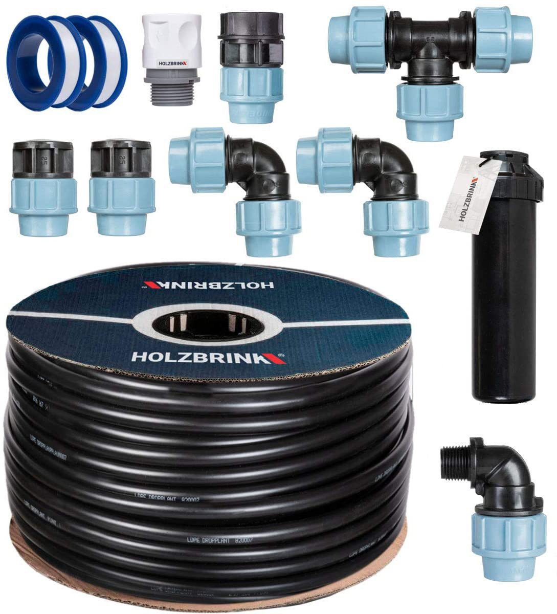 HOLZBRINK Bewässerungssystem HTB-11-1-20 Rasenbewässerung, (Set, Verlegerohr 25 mm), wassersparenden Bewässerung von Rasenflächen