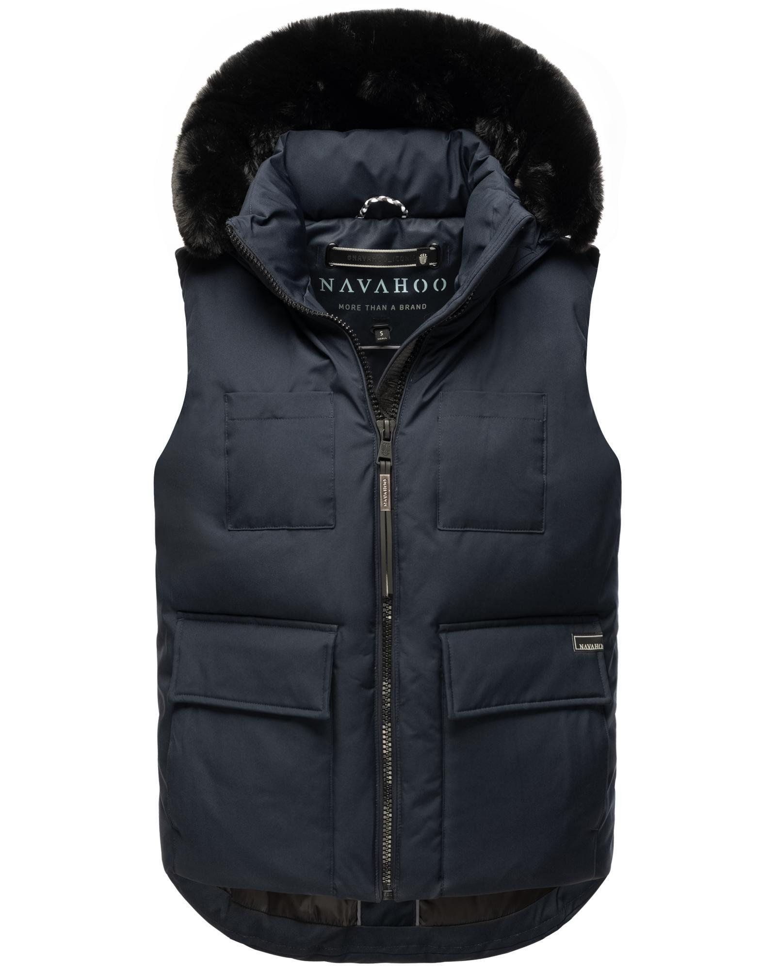 Navahoo Steppweste Zimthäschen XIV Ärmellose Winter-Weste mit Kapuze und Kunstfell