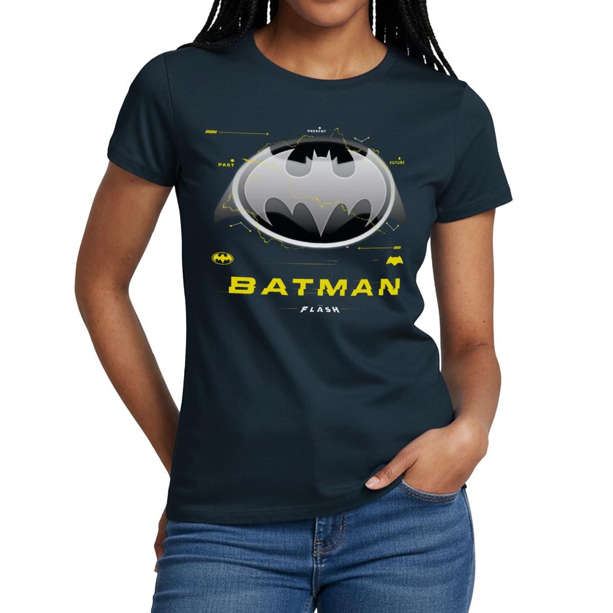 Spreadshirt T-Shirt The Flash Klassisches Batman Logo In Grau Frauen T-Shirt (1-tlg)