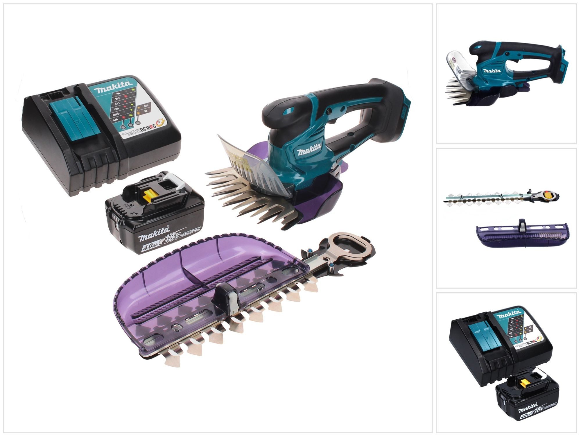 Makita Akku-Grasschere DUM 604 RM1X Akku Grasschere 18 V mit Gras- und Strauchscherblatt