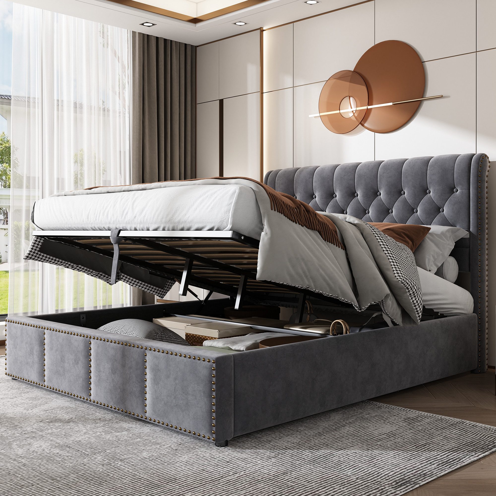 STILVORA Polsterbett 140x200 Bettgestell Funktionsbett Jugendbett günstig online kaufen