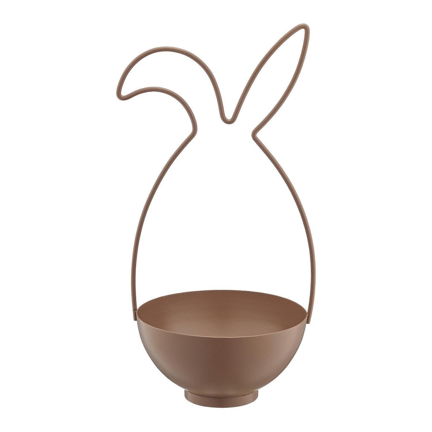 Gasper Dekoschale Dekor-Korb RABBIT, 17 x 36 cm, Moccafarben, Metall (1 St), Schale mit Metallgriff