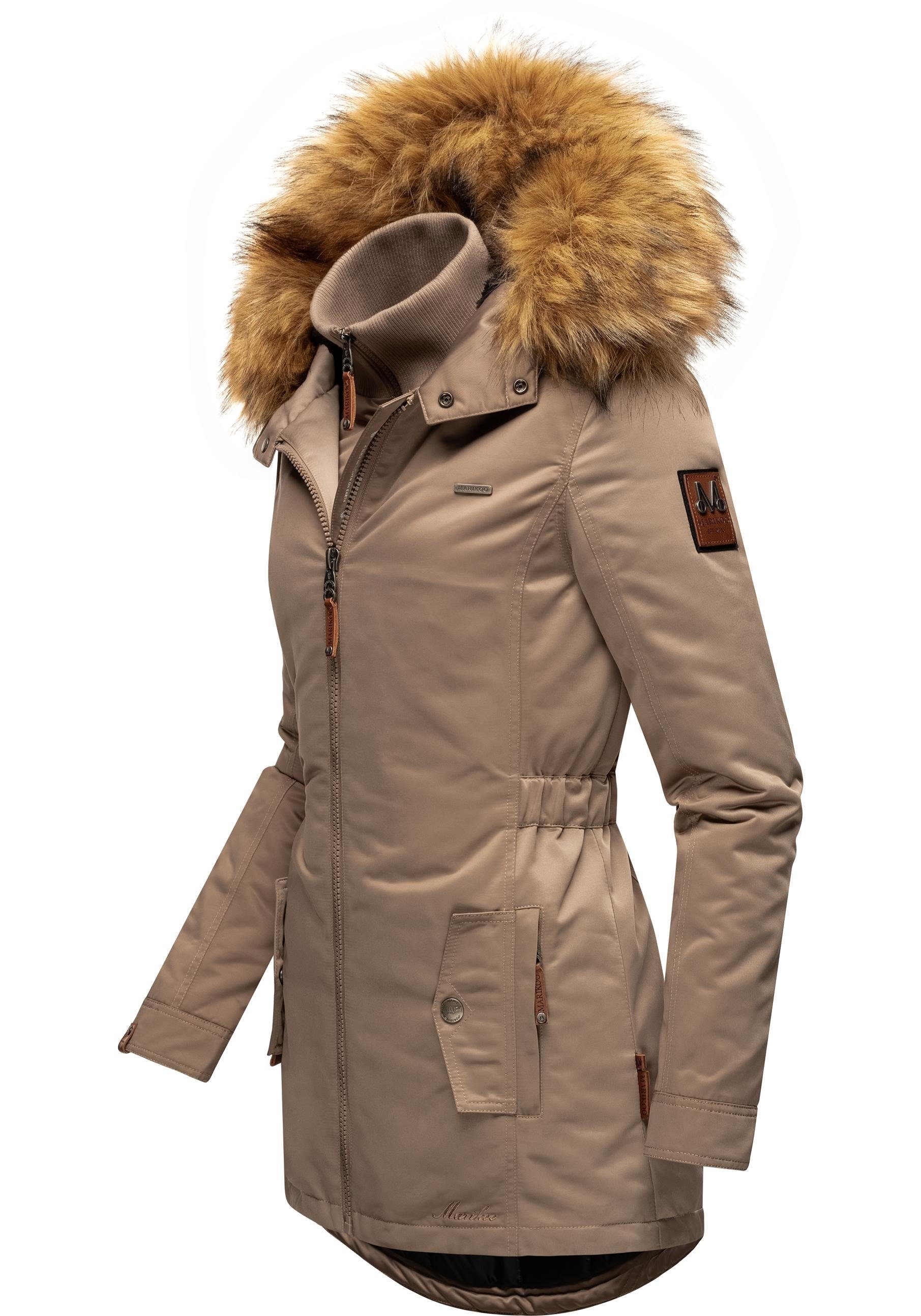 Marikoo Wintermantel Sanakoo schicker Damen Kurzmantel mit Kunstfellkapuze günstig online kaufen