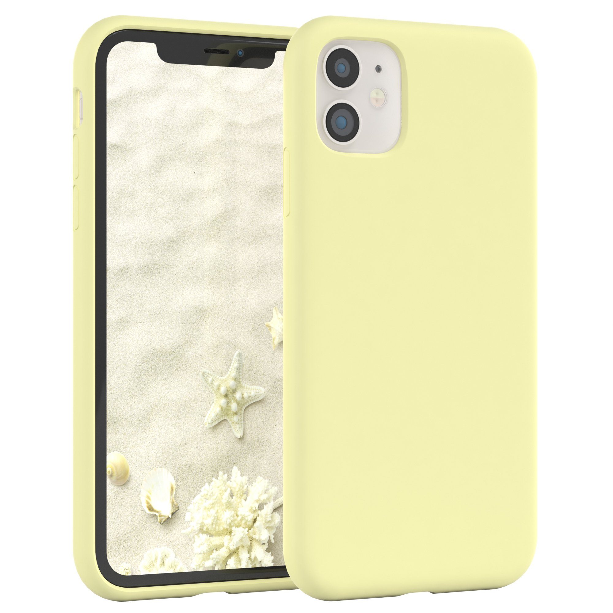 EAZY CASE Handyhülle Premium Silikon Case für Apple iPhone 11 6,1 Zoll, Slimcover Handy Softcase Silikon Schutzhülle mit Kameraschutz Gelb