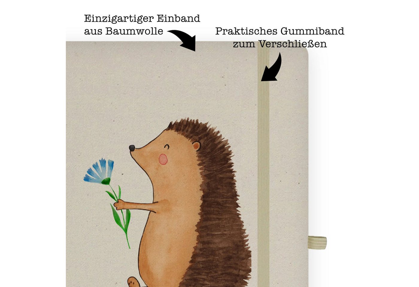 Thumbnail - Mr. & Mrs. Panda Notizbuch Igel Blumen - Transparent - Geschenk, Tiere, Notizbuch Mit Stoffeinba Mr. & Mrs. Panda, Langl...
