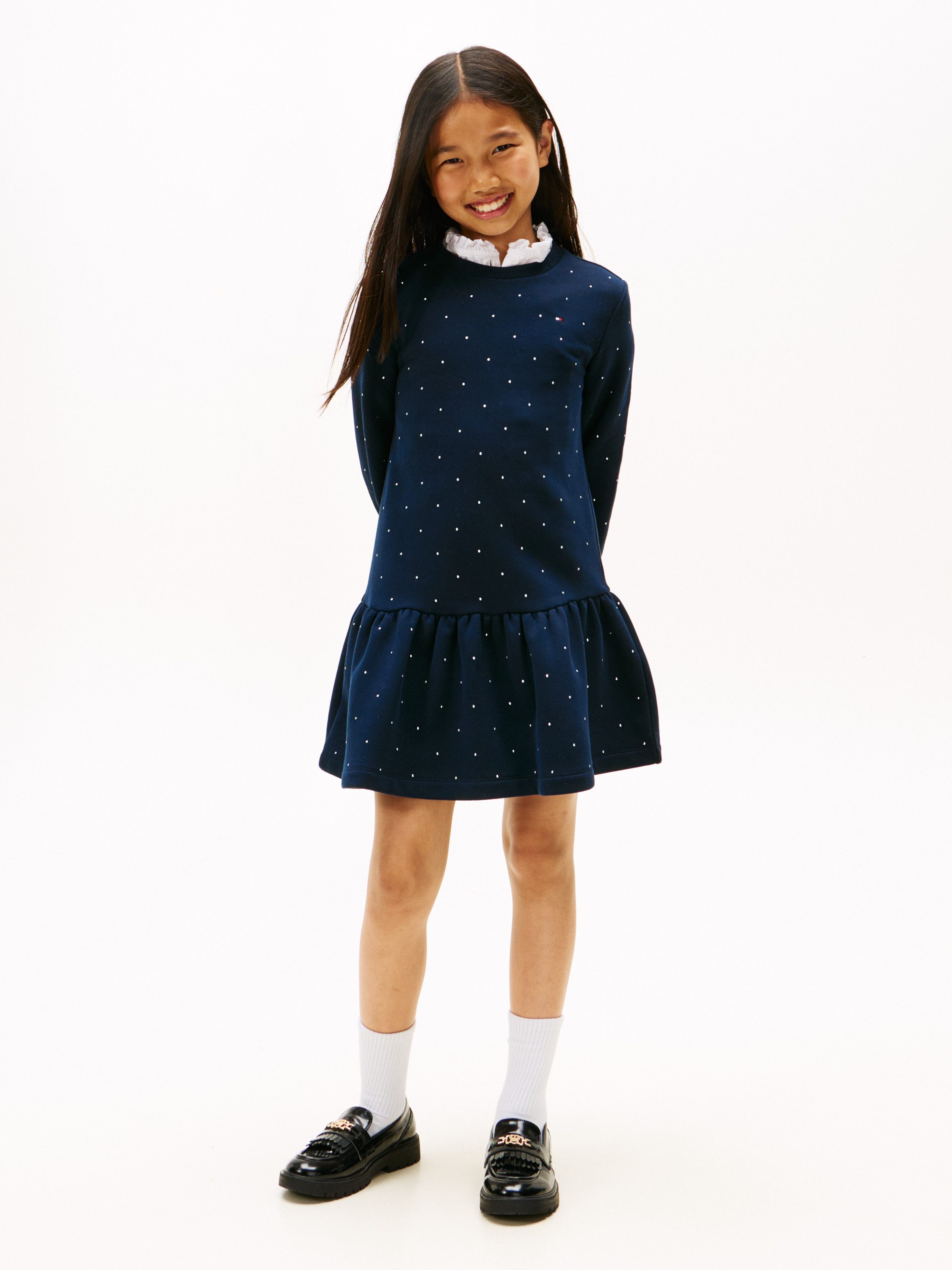 Tommy Hilfiger Jerseykleid FESTIVE STUD HWK DRESS LS Regular fit, für Kinder bis 16 Jahre