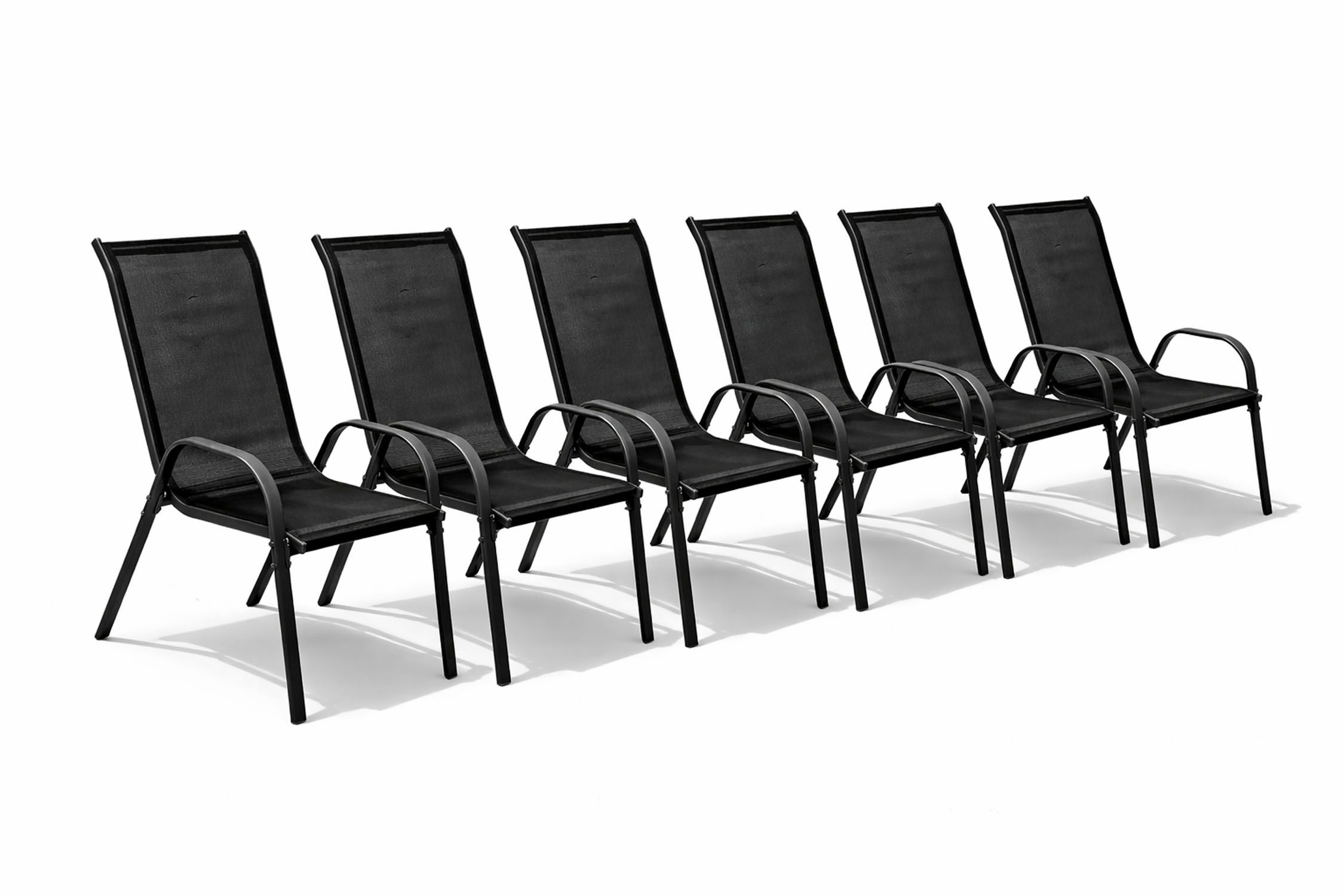 Mojawo Armlehnstuhl 6er Outdoorstuhl Gartenstuhl Stapelstuhl Metall Anthrazit schwarz