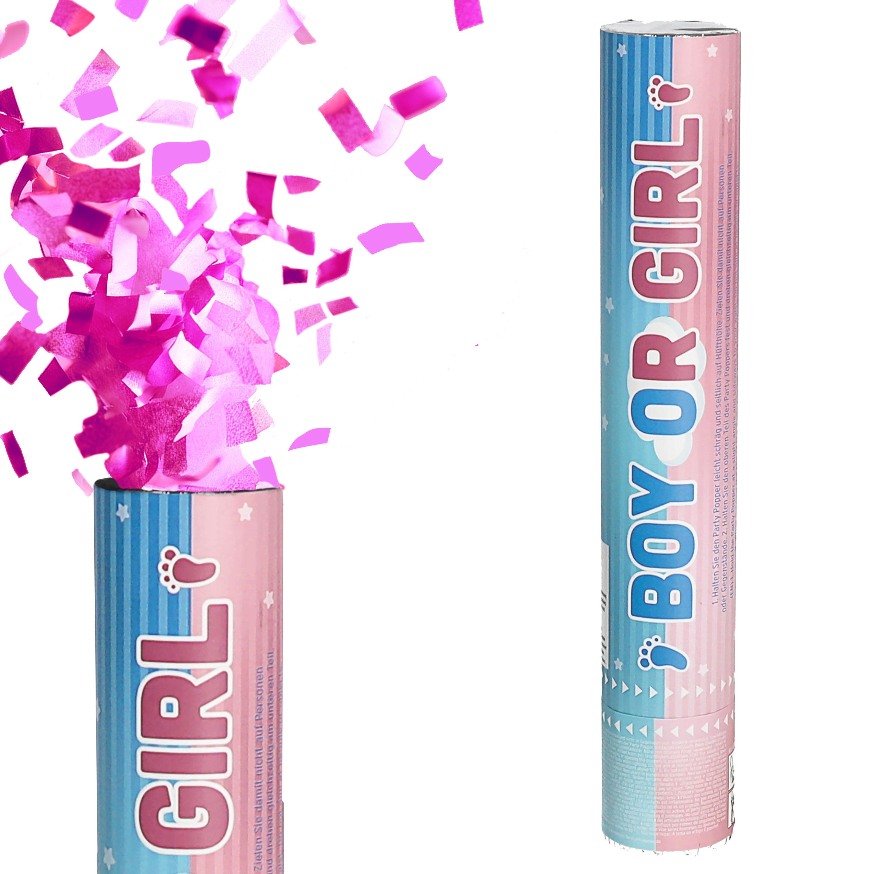 CEPEWA Konfetti Party-Popper 'Boy or Girl' Mädchen 30cm Papier Konfetti rosa
