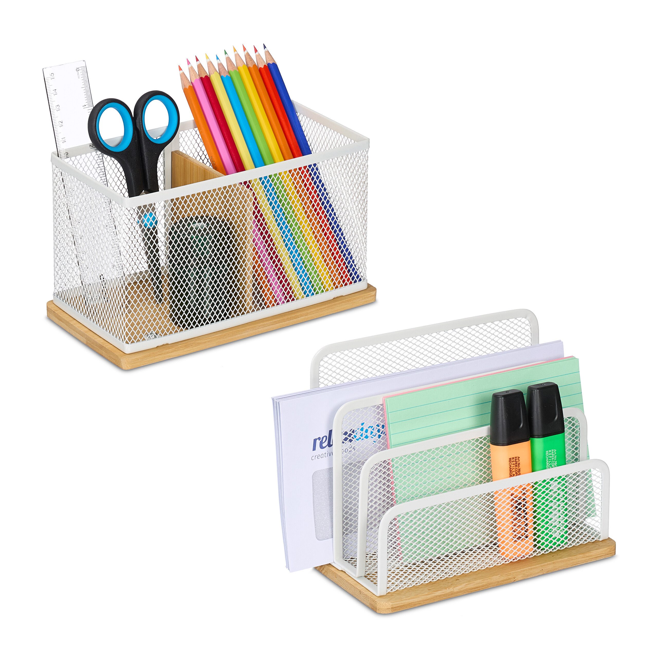 relaxdays Schreibtischaufsatz 2-teiliges Schreibtisch Organizer Set günstig online kaufen