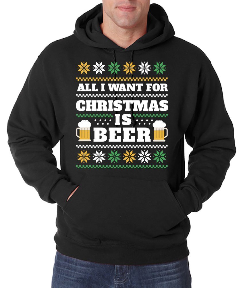 Youth Designz Kapuzenpullover ALL I WANT FOR CHRISTMAS IS BEER Herren Hoodie Пуловеры mit lustigem Bier Spruch zu Weihnachten