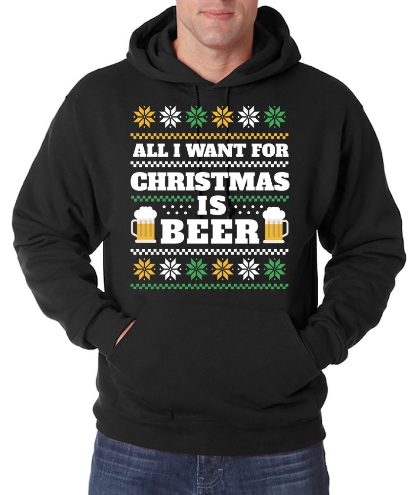 Youth Designz Kapuzenpullover ALL I WANT FOR CHRISTMAS IS BEER Herren Hoodie Pullover mit lustigem Bier Spruch zu Weihnachten