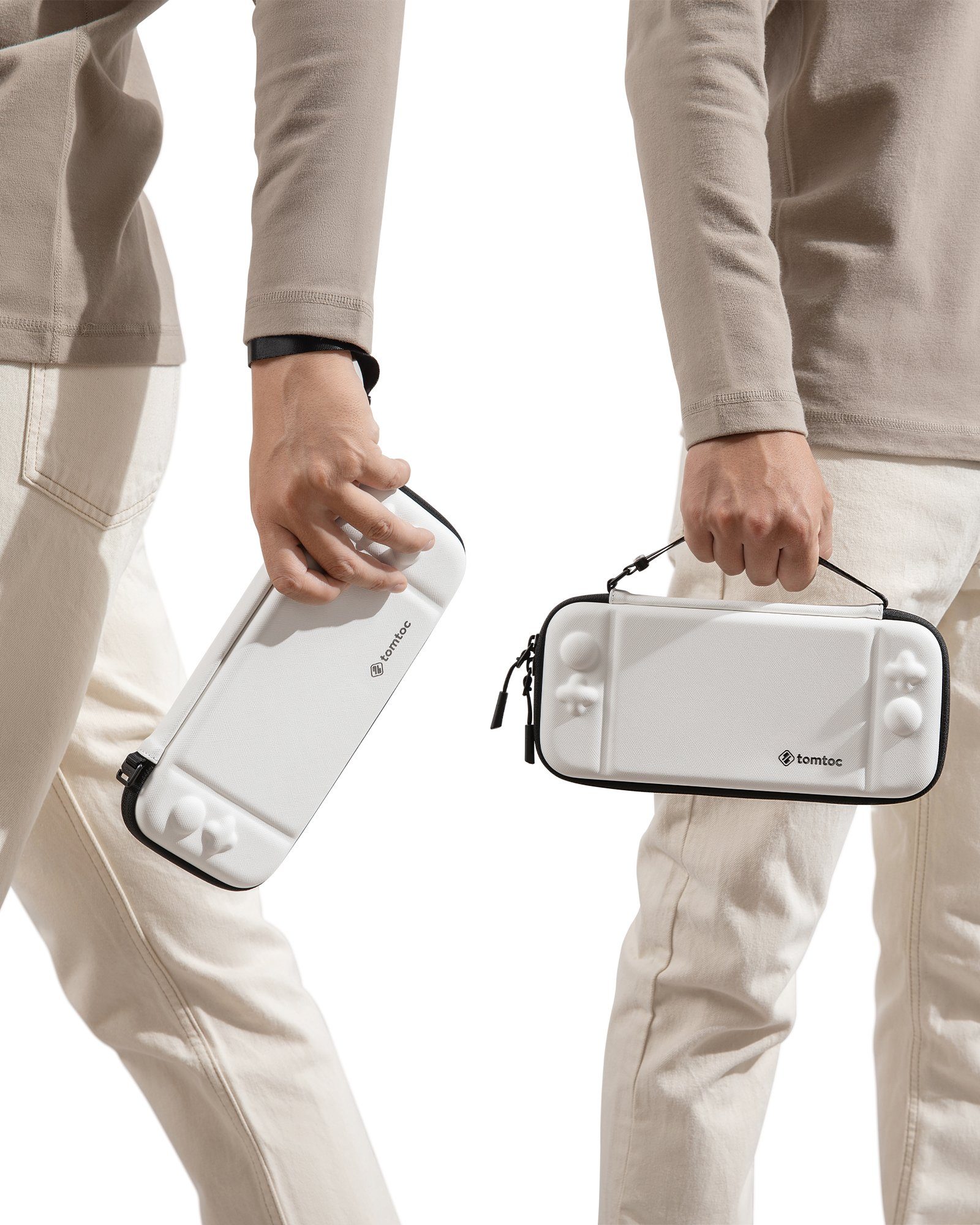tomtoc Spielekonsolen-Tasche OLED Nintendo Case Rundumschutz Switch OLED Weiß / Spiele Slim Nintendo mit 10 Tasche, Switch Protective