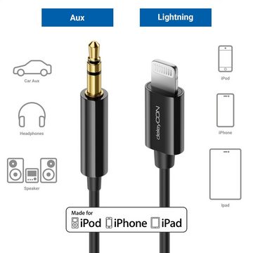 deleyCON deleyCON 2m Lightning 8 Pin zu 3,5mm Klinke Audiokabel MFi für iPhone Smartphone-Kabel