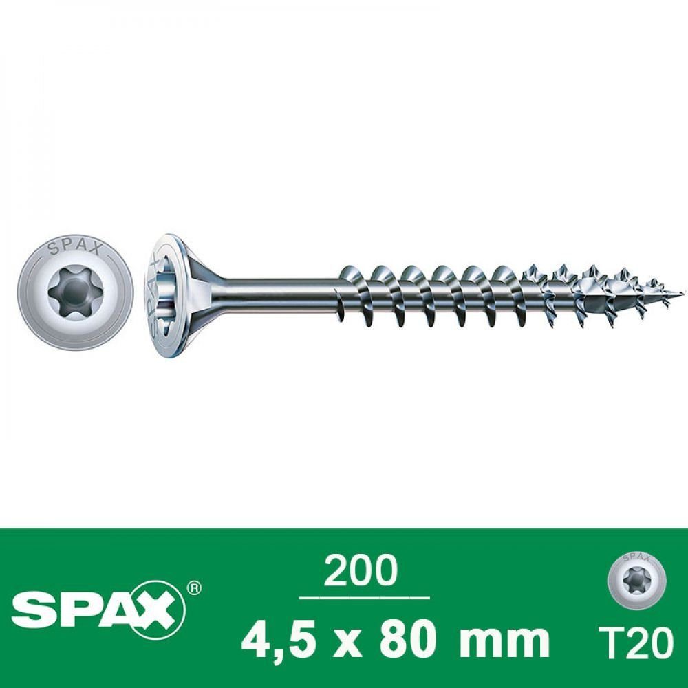 SPAX TX Senkkopf Wirox 200 mm 4,5x80 Spax Spanplattenschraube Stück/Box