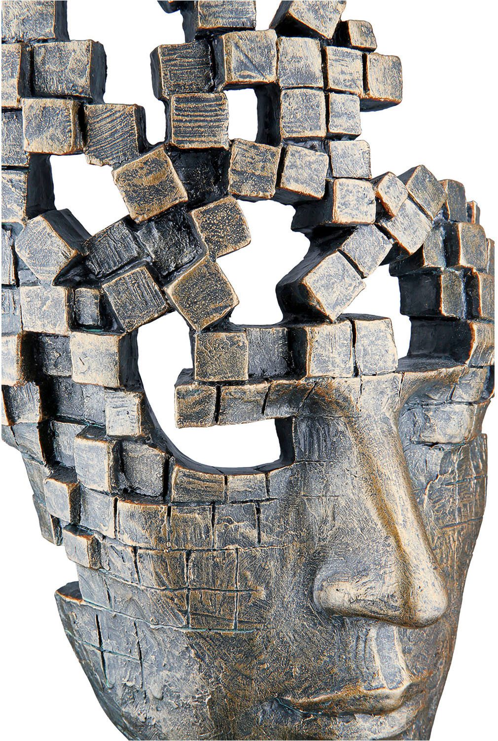 Casablanca by Gilde Dekofigur Skulptur "Male Mask" (1 St), Stilisiertes Gesicht mit Antikfinish, Wohnzimmer – Bild 4 von 5