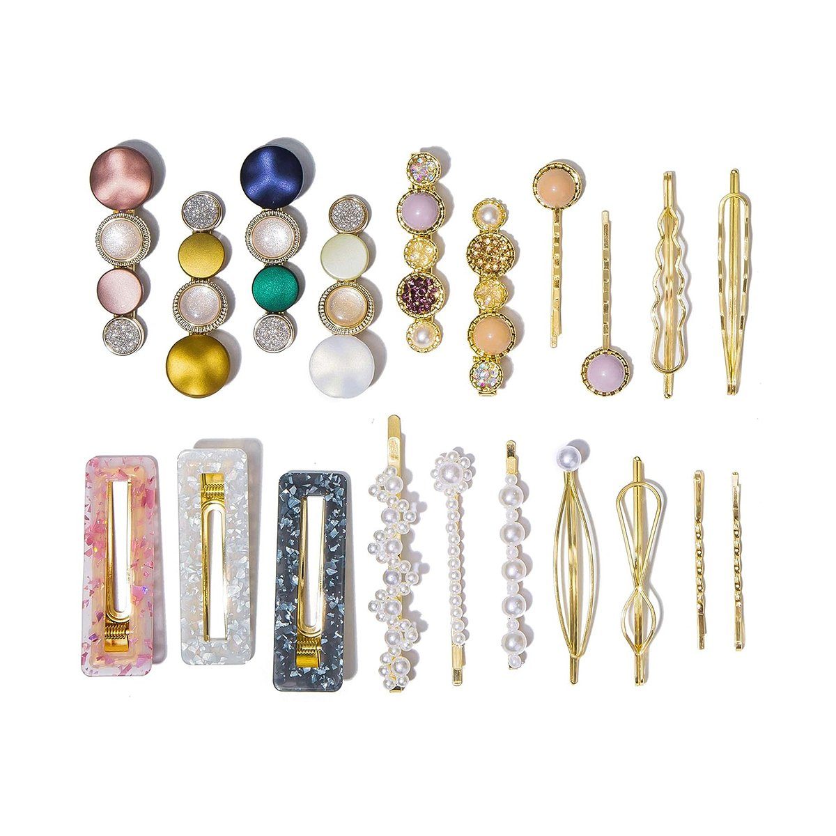 Juoungle Haarspange 20 Stück Haarspangen für Frauen, handgefertigte Perlen-Haarnadeln