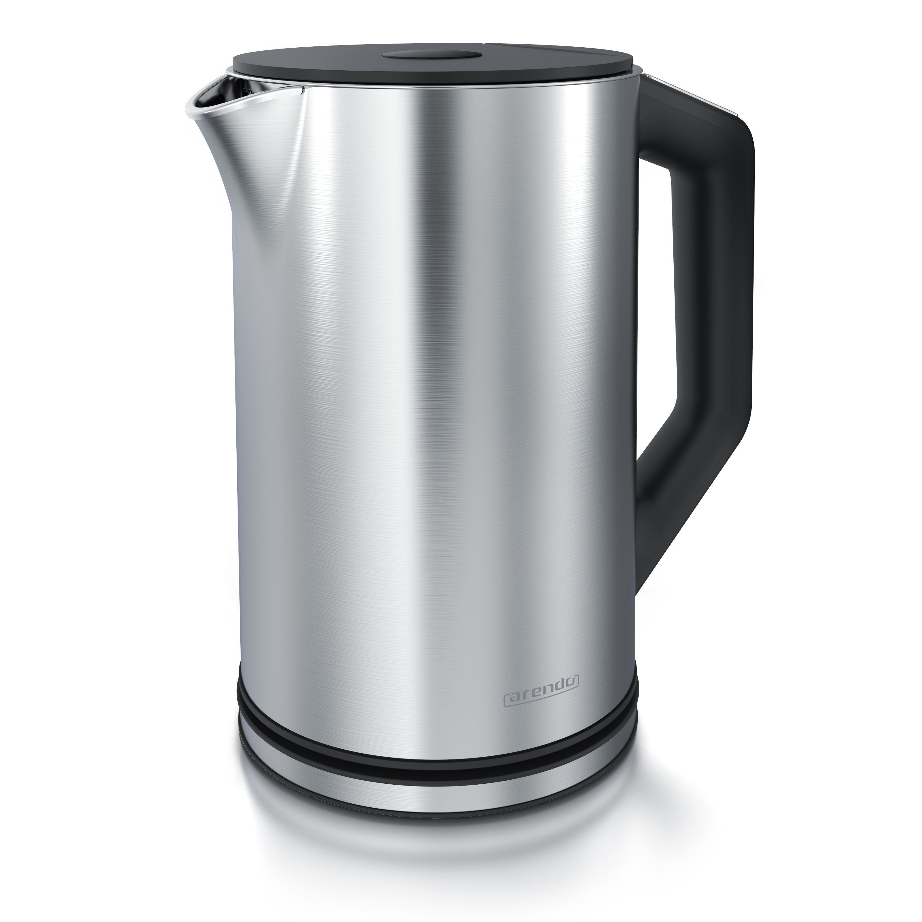 Arendo Wasserkocher aus Edelstahl, Temperatureinstellung 40°–100°C mit Anzeige, Doppelwand, 1,5 l, 2200 W, Teekocher mit Temperaturanzeige, in 5 °C-Schritten einstellbar