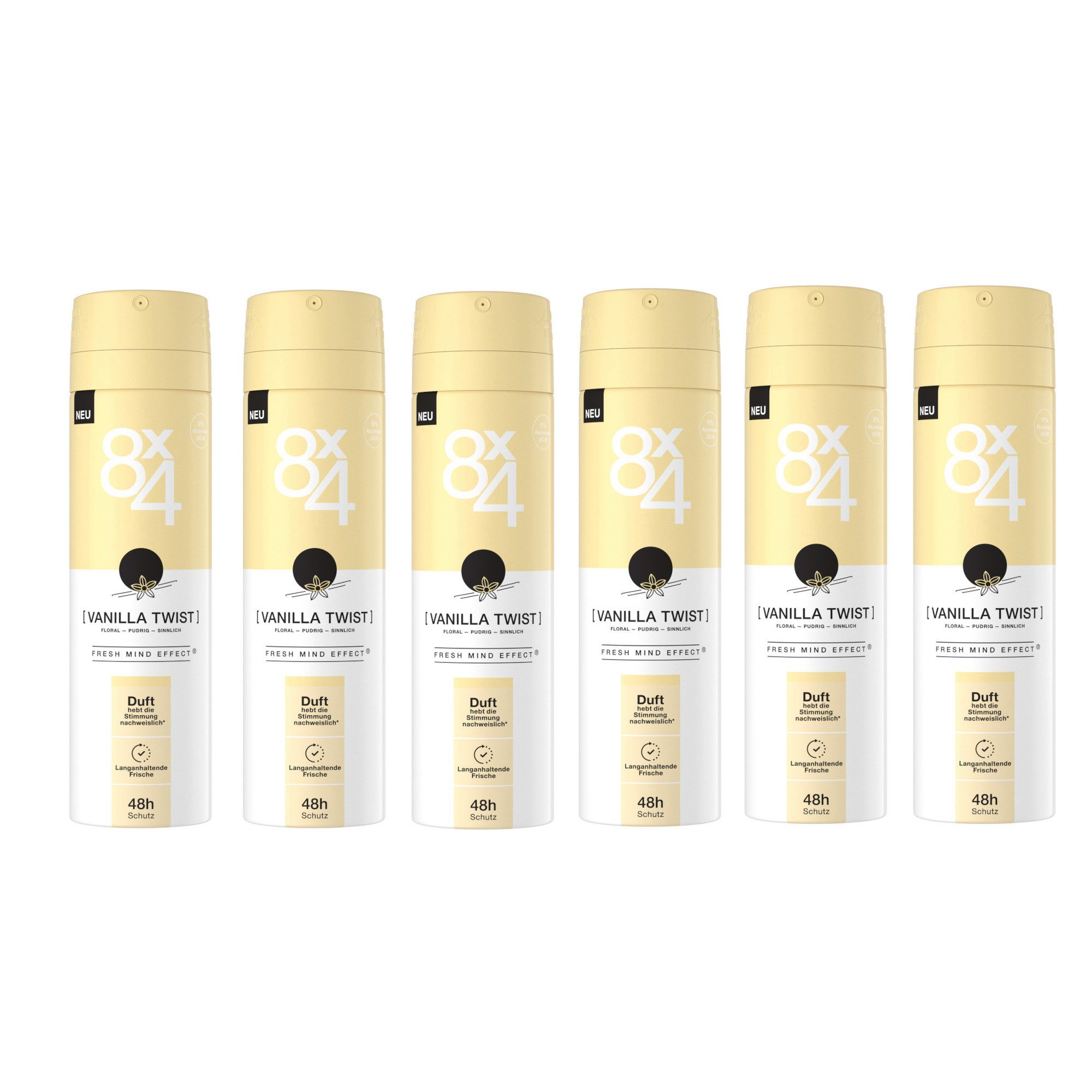 Deo-Spray Vanilla Twist 6 x 150ml 48h langanhaltenden Schutz und Frische
