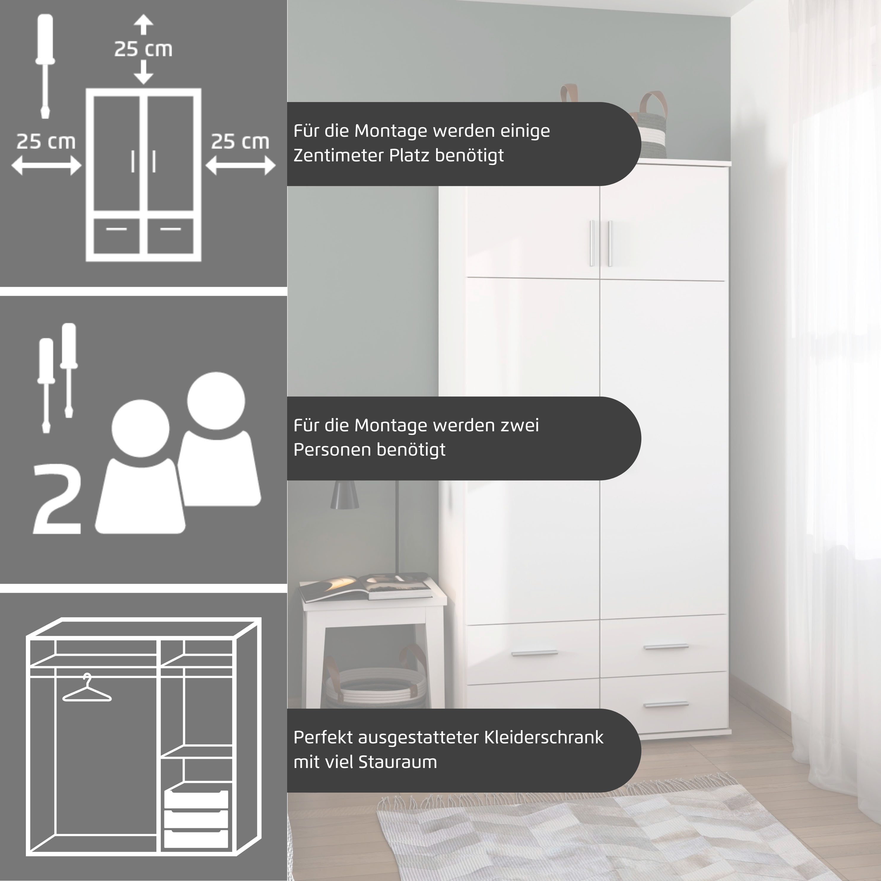 rauch Kleiderschrank Kemi mit Spiegel – Bild 4 von 5