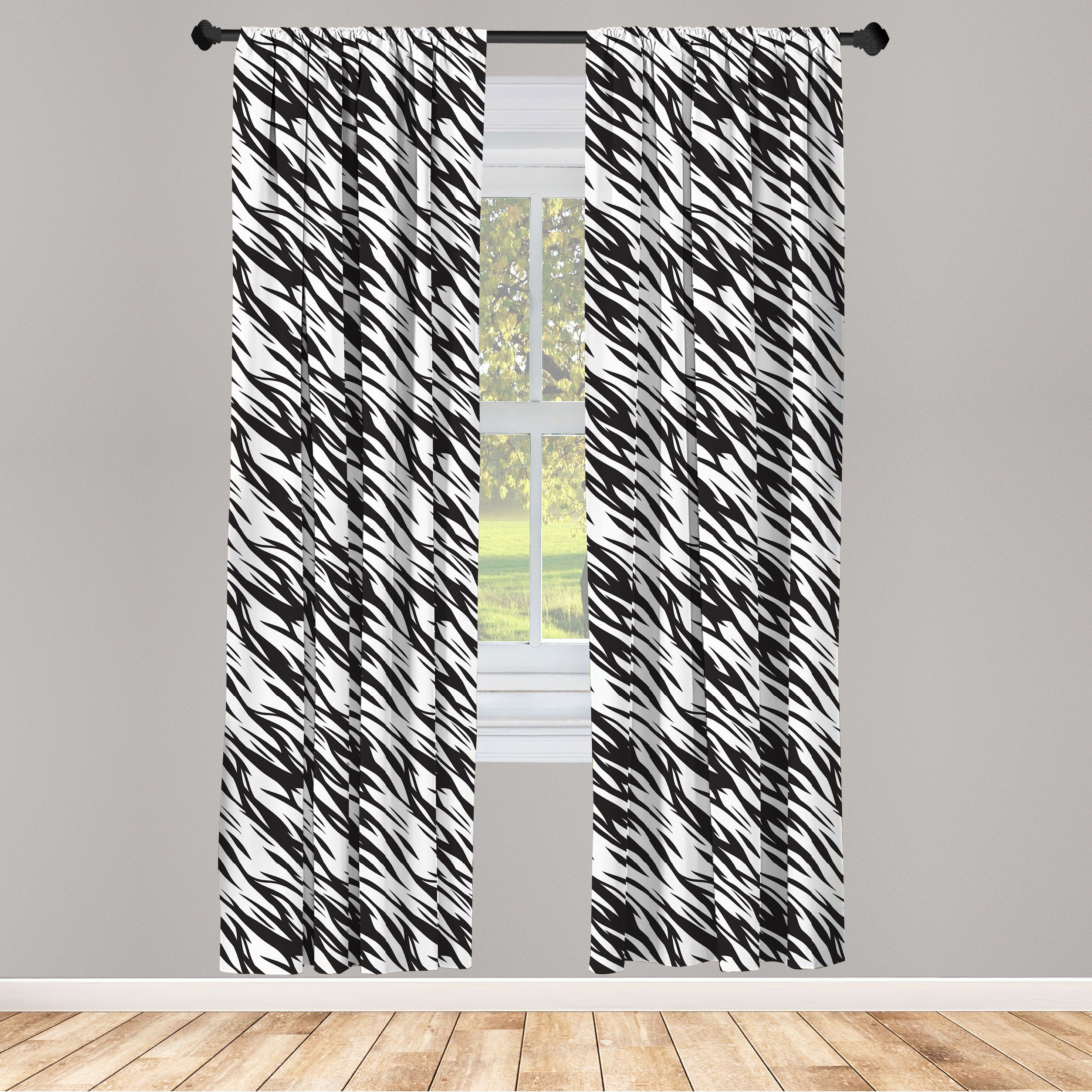 Gardine Vorhang für Wohnzimmer Schlafzimmer Dekor, Abakuhaus, Microfaser, Zebra-Druck Exotische Savanna Stripy