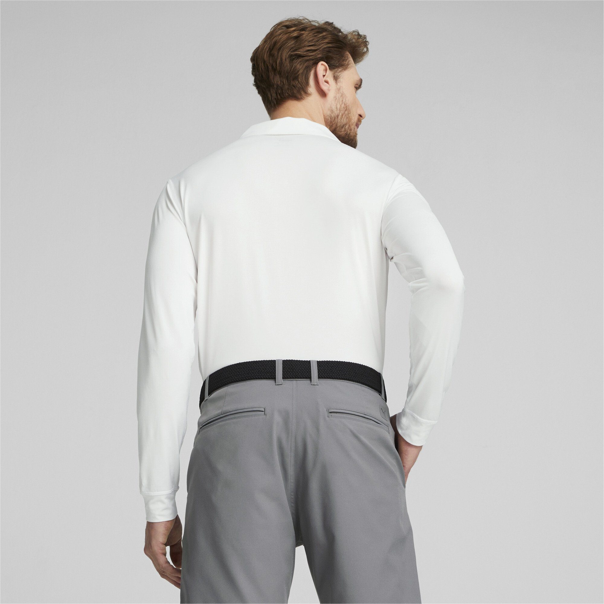 YouV White Golfpolo Herren Sleeve Bright PUMA Long Poloshirt