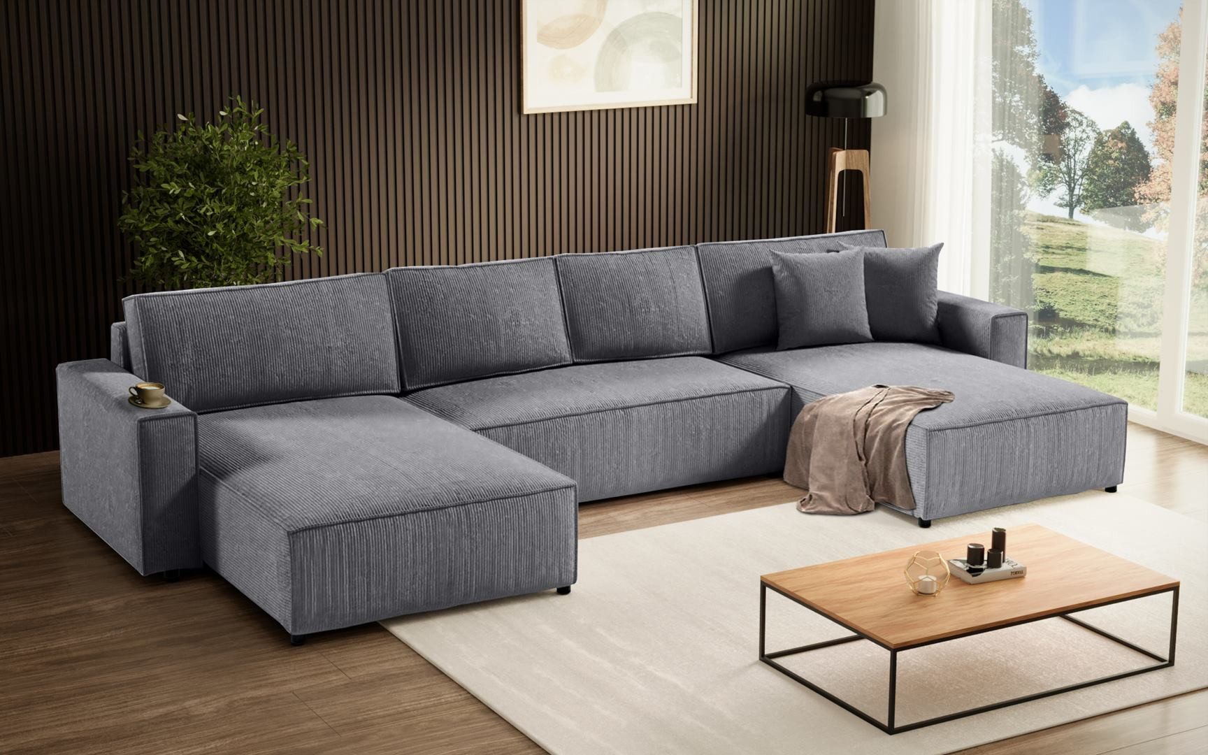 Beautysofa Ecksofa U-Form Parys, mit Schlaffunktion, günstig online kaufen