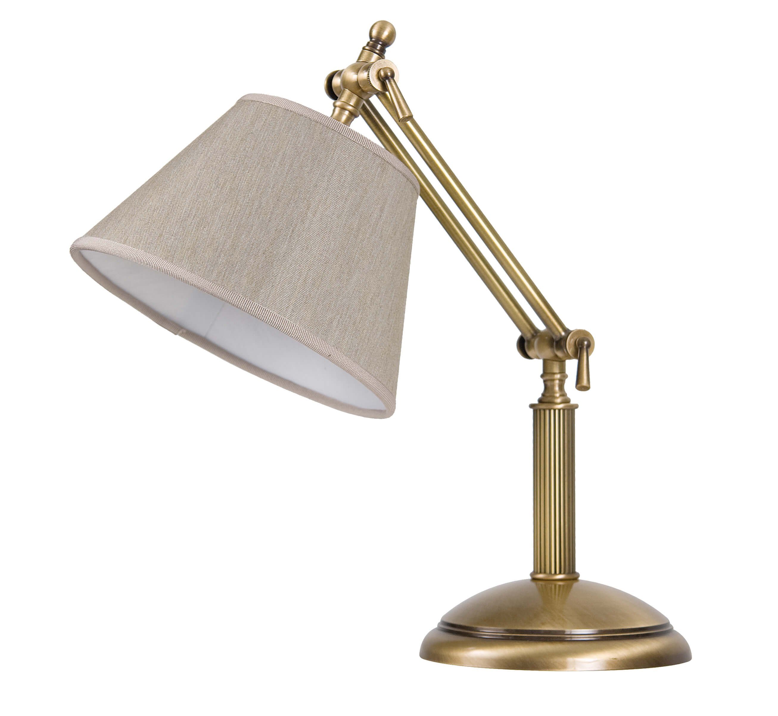 Licht-Erlebnisse Schreibtischlampe SNODO, ohne Leuchtmittel, Tischlampe aus Messing bronziert Beige E27 Schreibtisch Wohnzimmer