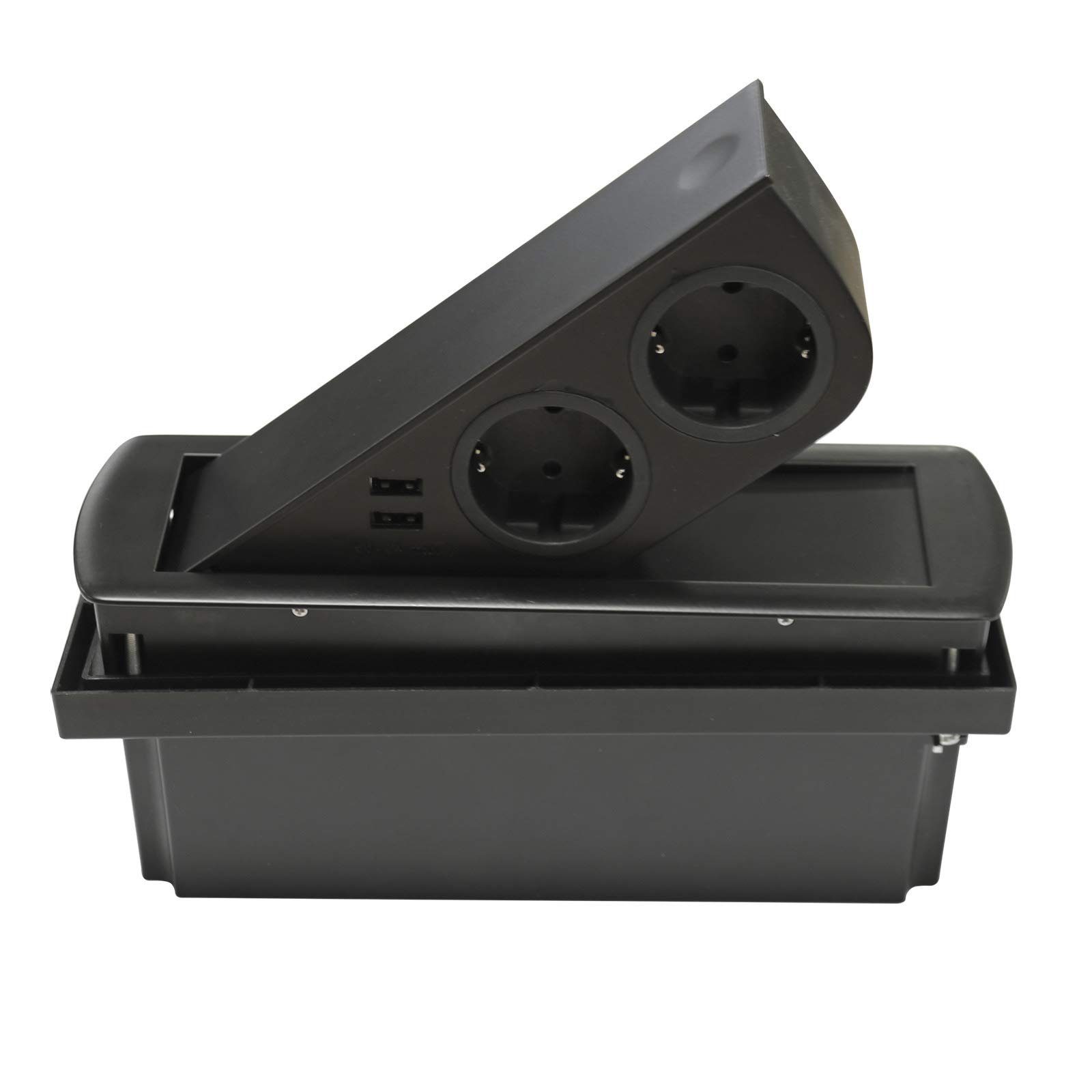 SO-TECH® Einbausteckdose ausschwenkbar 2x USB / 2x Schuko Einbau-Tischsteckdose