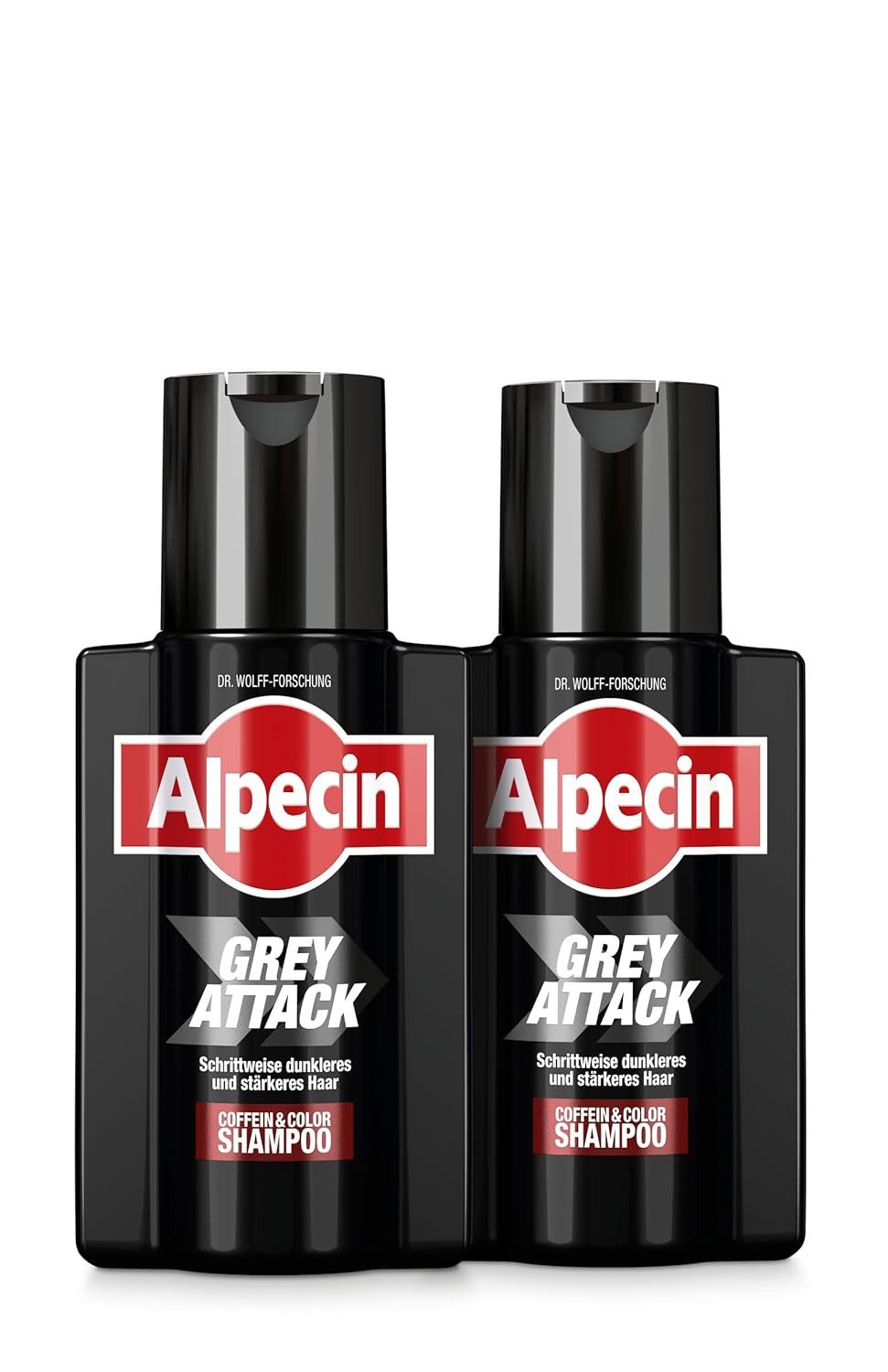 Alpecin Haarshampoo Grey Attack Coffein & Color Shampoo, 2-tlg., Graduelle Haarverdunkelung
