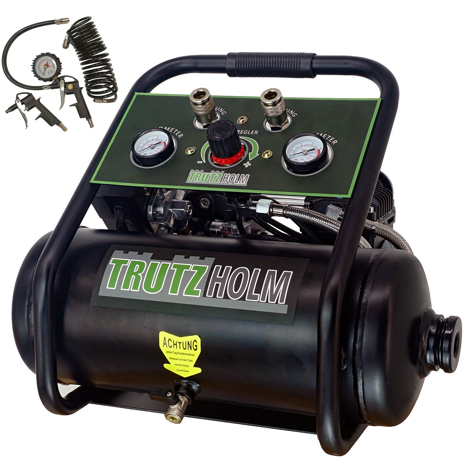 TRUTZHOLM Kompressor Premium Flüsterkompressor Brushless Silent 9 L leise inkl. Zubehör, max. 8 bar, 9 l, Komplett-Set
