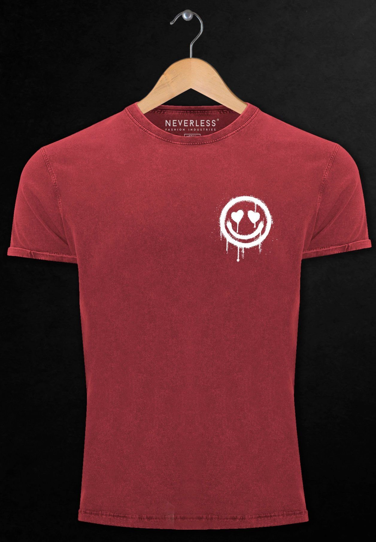 Herz- Drippy Vintage Drip Face rot Smile Shirt Neverless mit Aufdruck Motiv Print Print Print-Shirt Herren