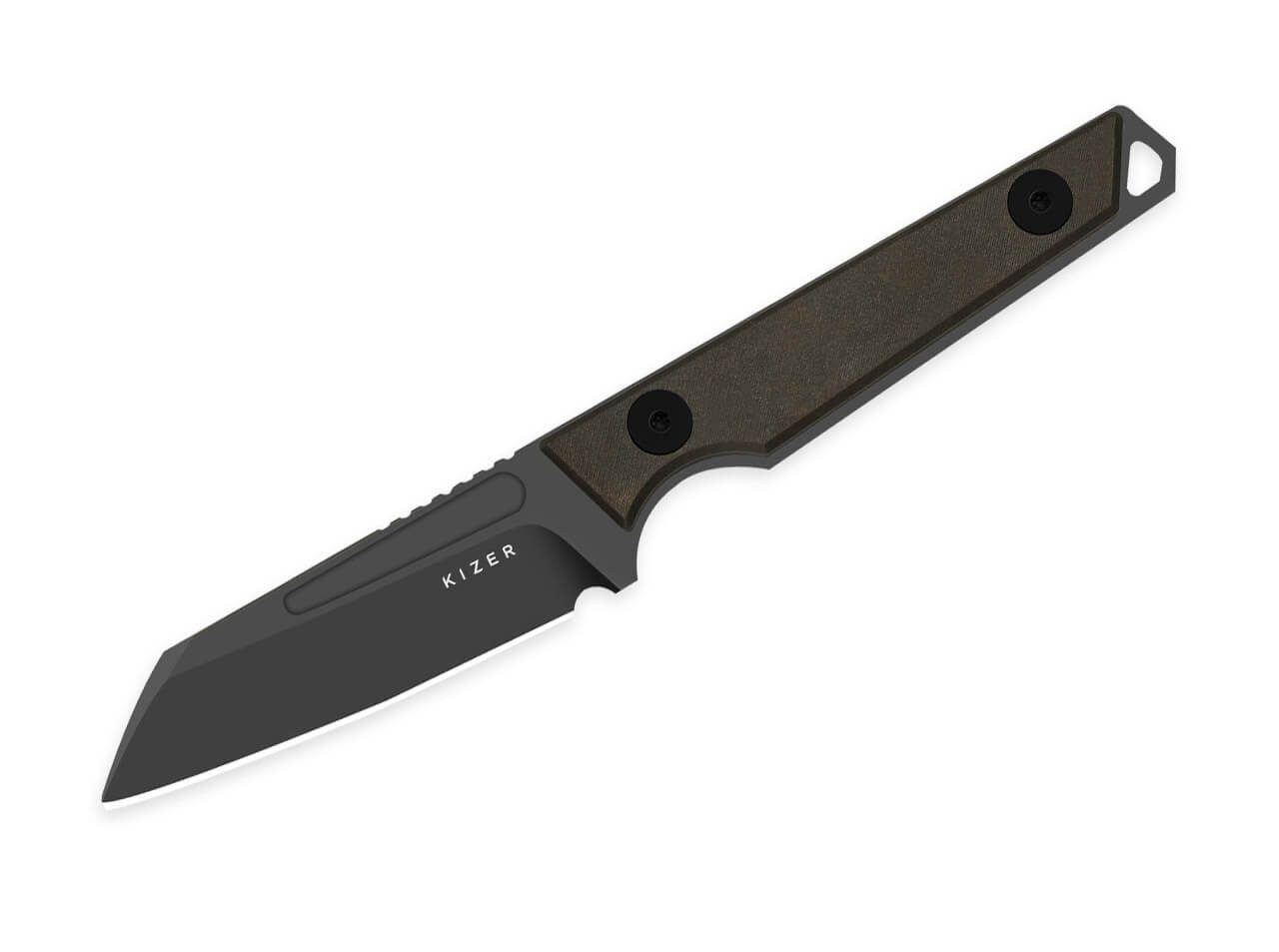 Kizer Universalmesser Kizer Phasmids AEB-L Richlite Chocolate Glacier, feststehendes Messer, (1 St), Scheide inklusive