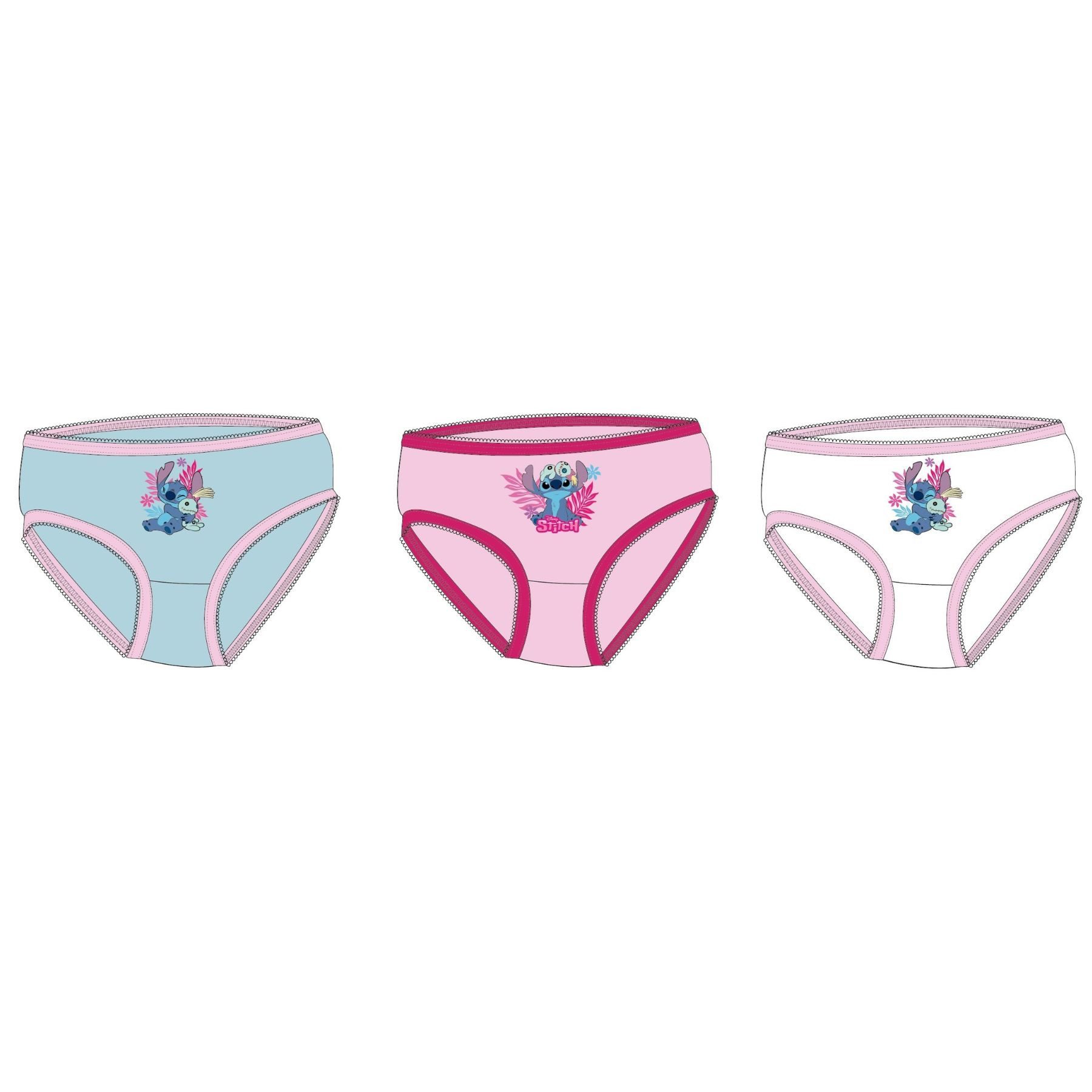 Lilo & Stitch Slip Set Kinder Baumwolle Unterwäsche Mehrfarbig (3-St)